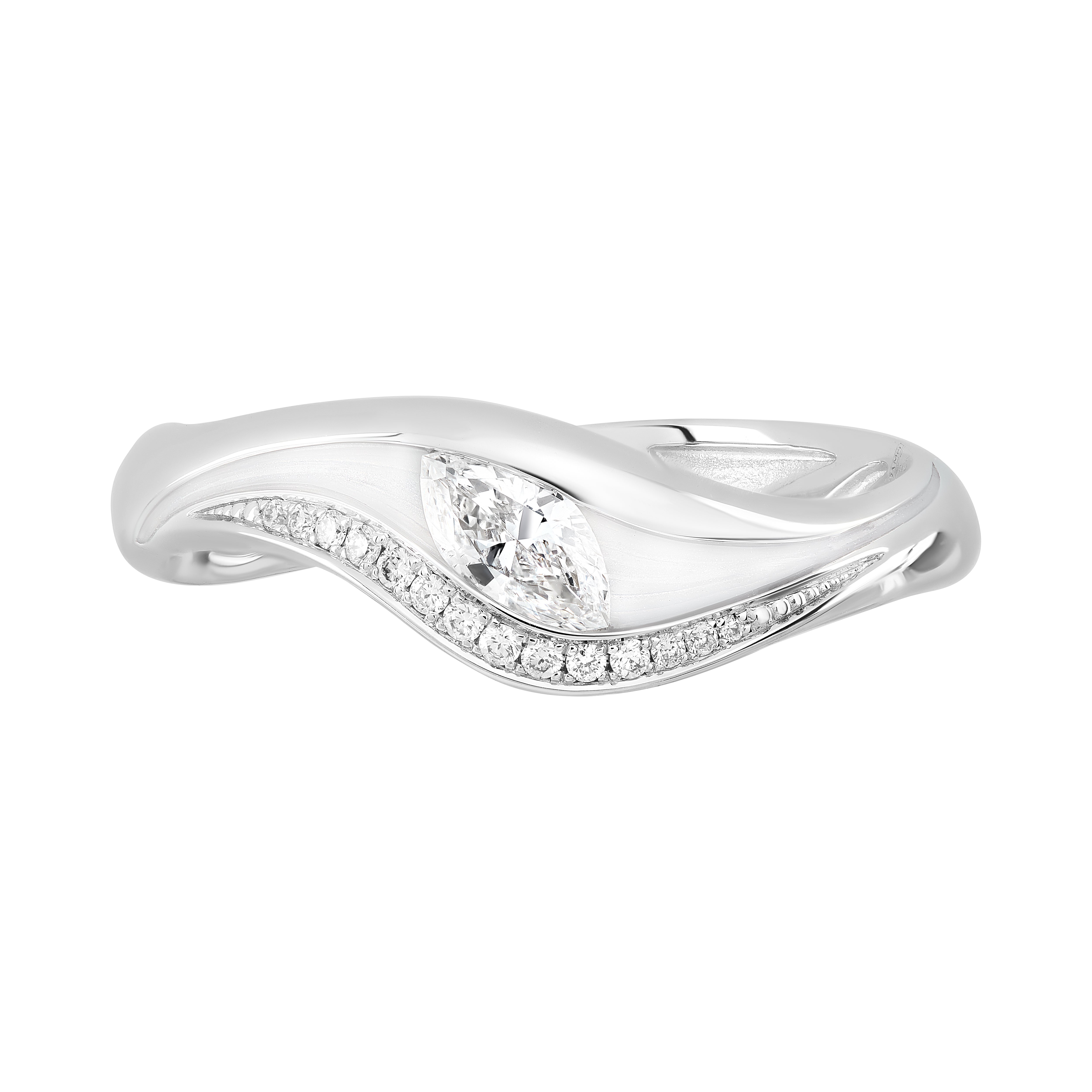 Enamel, Diamonds 18K White Gold Ring, R 0123-8