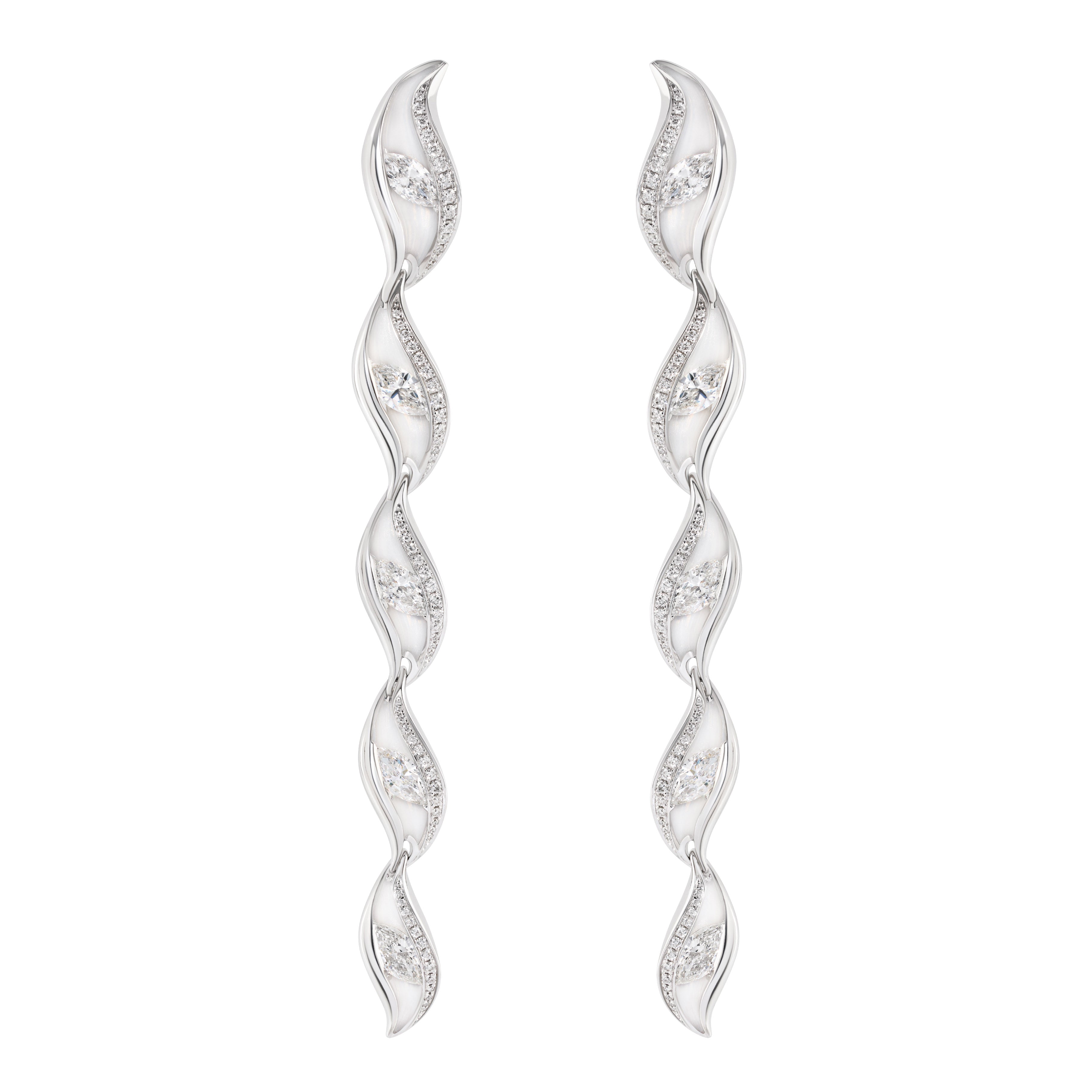 Enamel, Diamonds 18K White Gold Earrings, E 0123-81