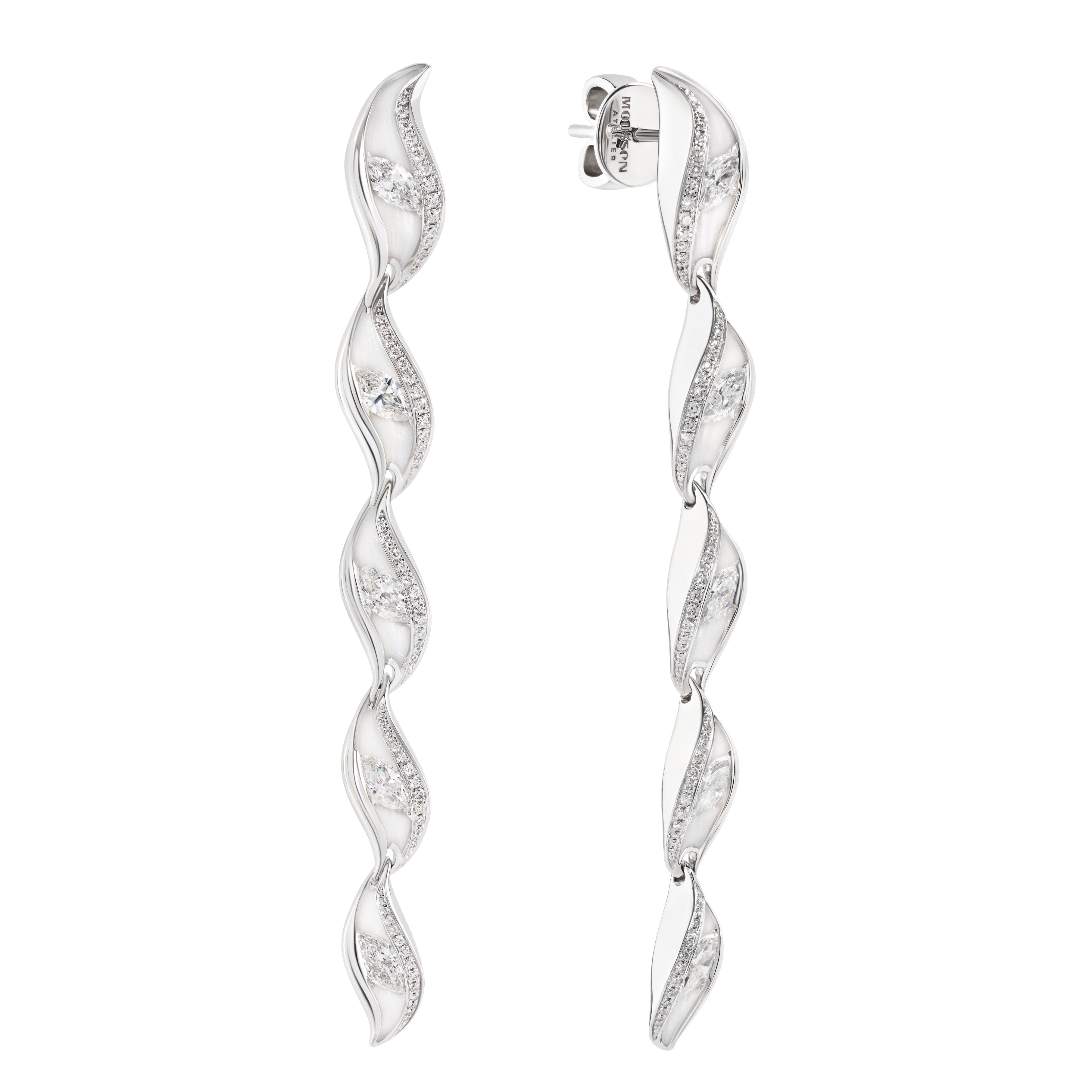 Enamel, Diamonds 18K White Gold Earrings, E 0123-81