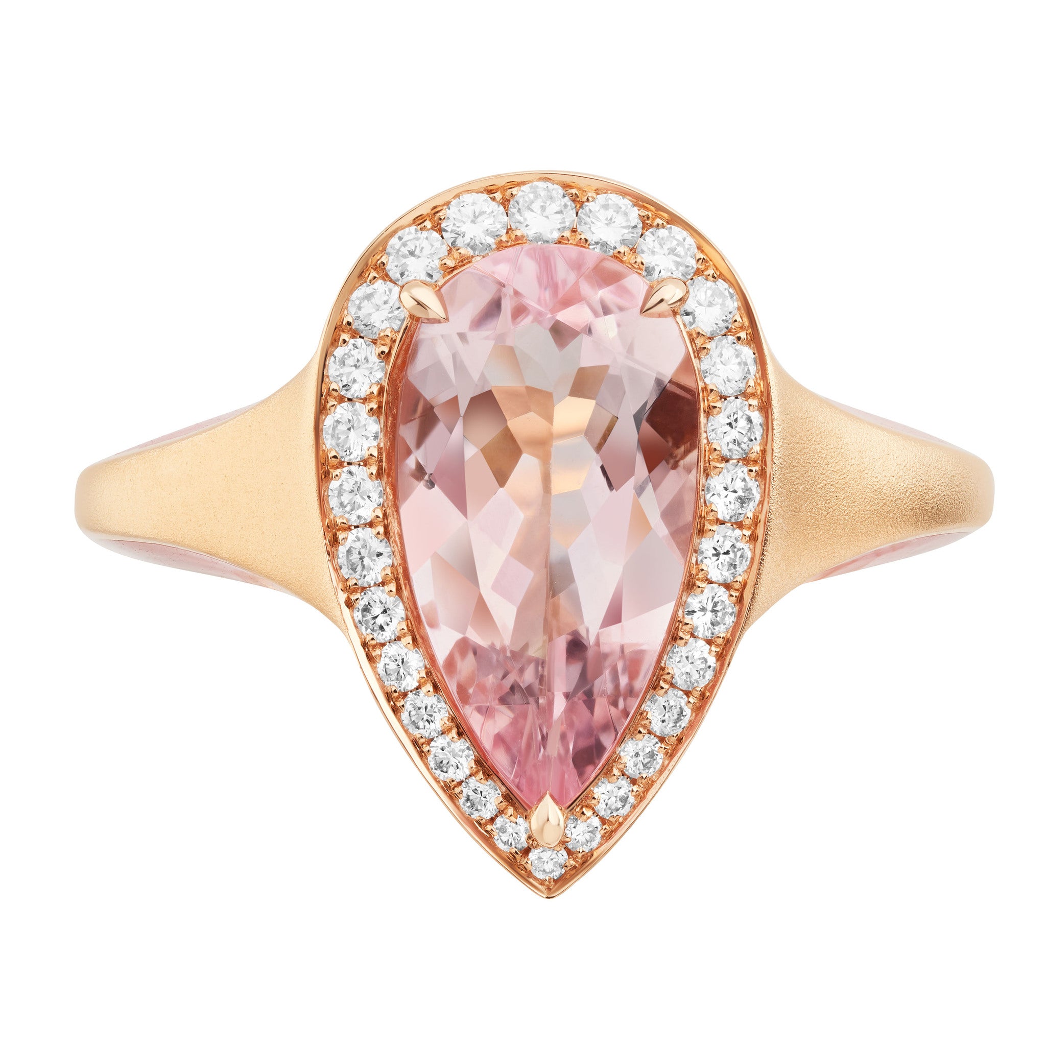 Morganite, Diamonds, Enamel 18K Rose Gold Ring, R 0143-20