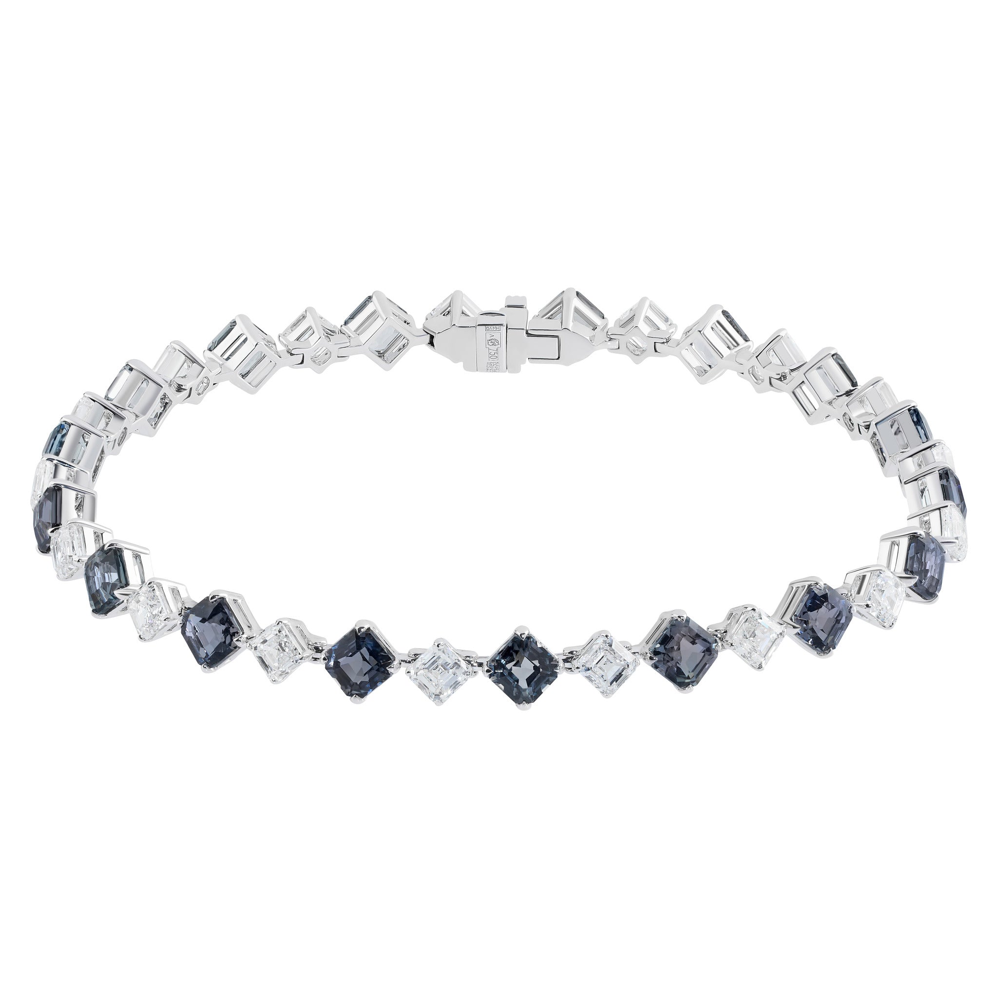 Spinel, Diamonds Bracelet 18K White Gold, Br 0015-7