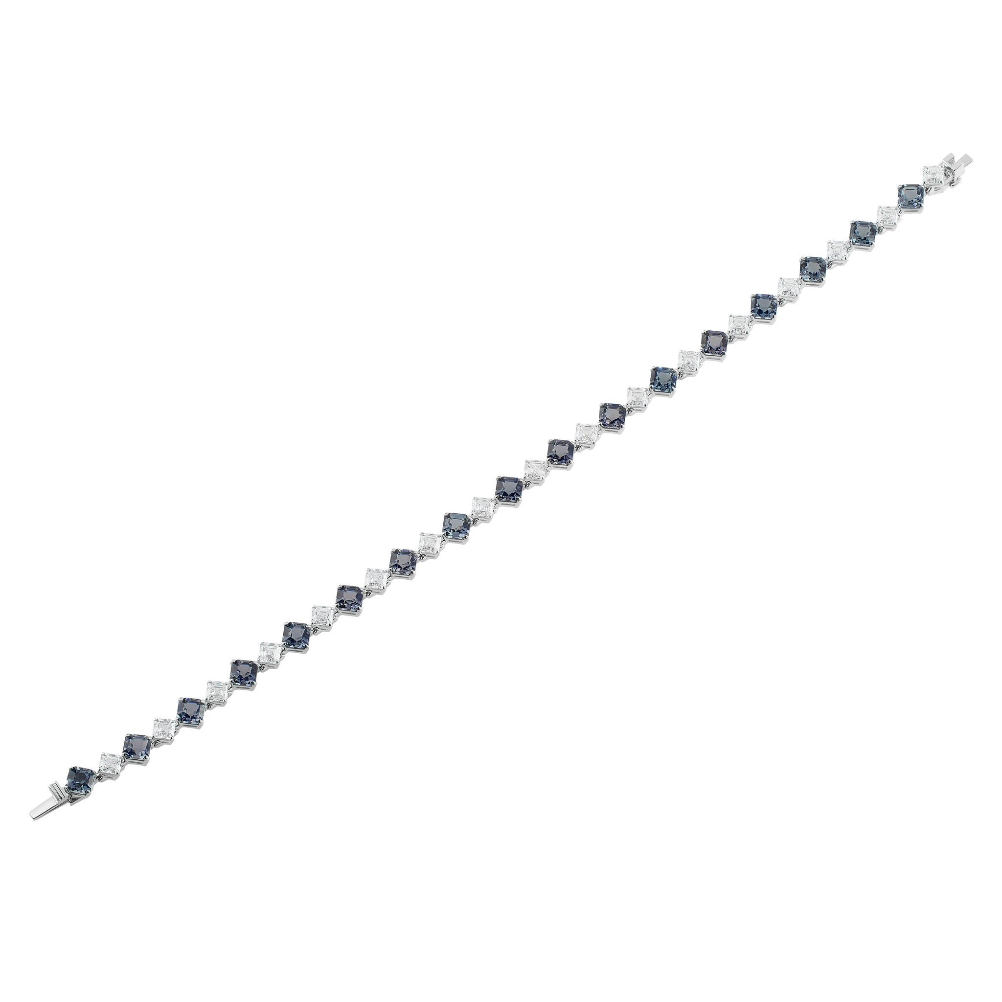 Spinel, Diamonds Bracelet 18K White Gold, Br 0015-7