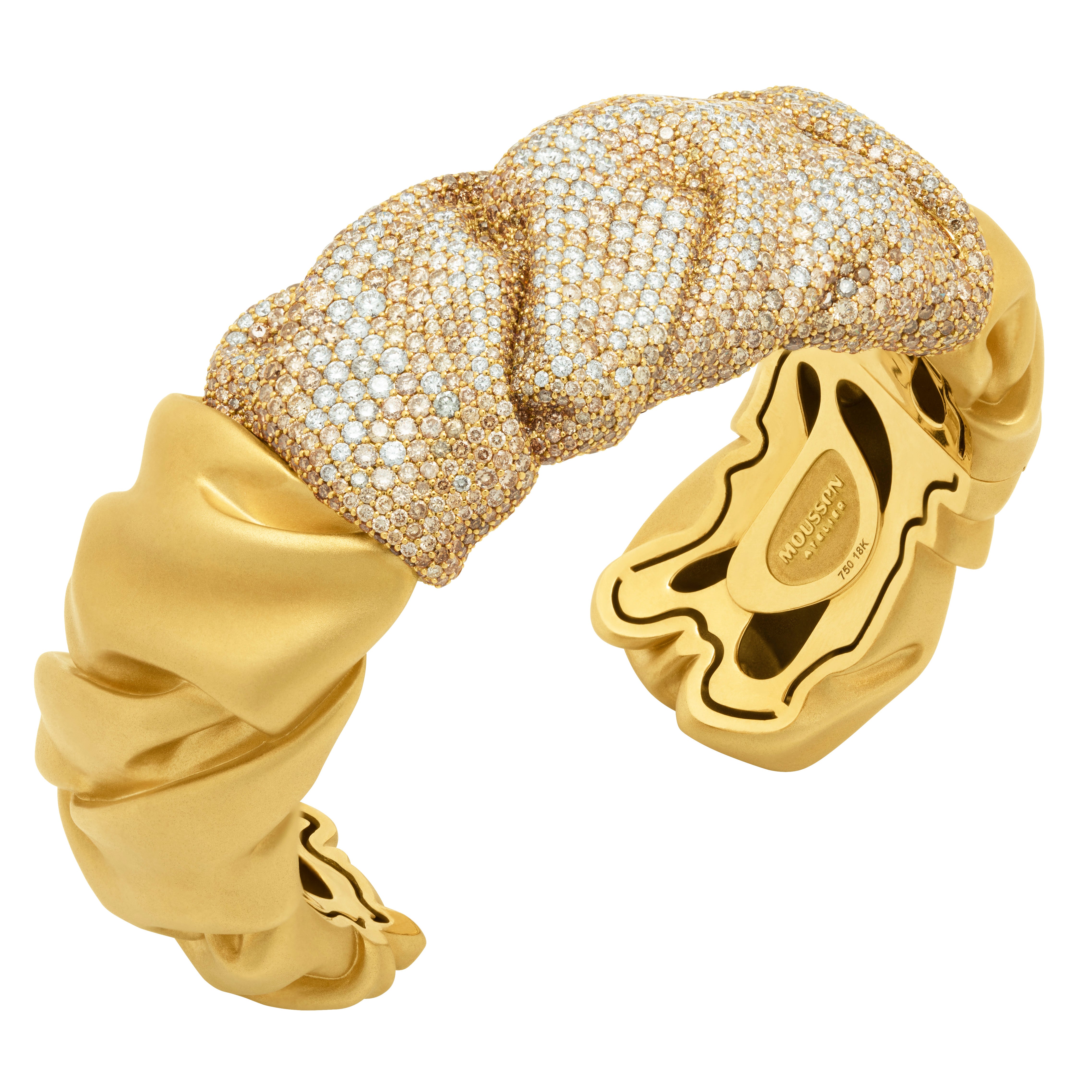 White and Champagne Diamonds 18K Yellow Gold Bracelet, Br 0132-0