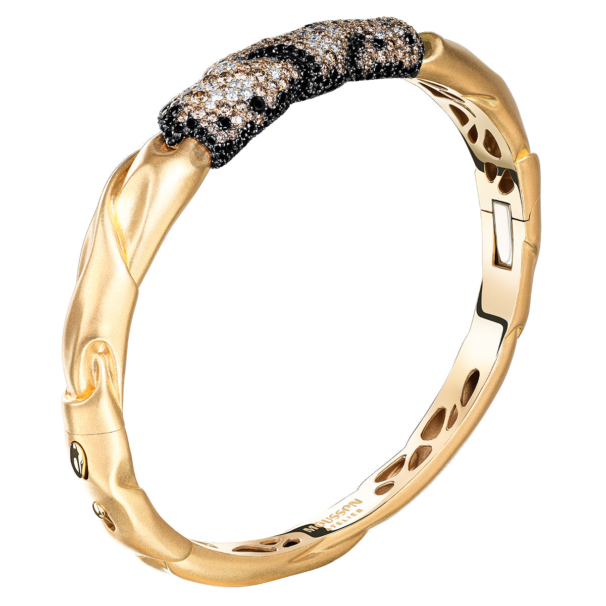 Br 0132-1, 18K Yellow Gold, White, Champagne and Black Diamonds Bracelet
