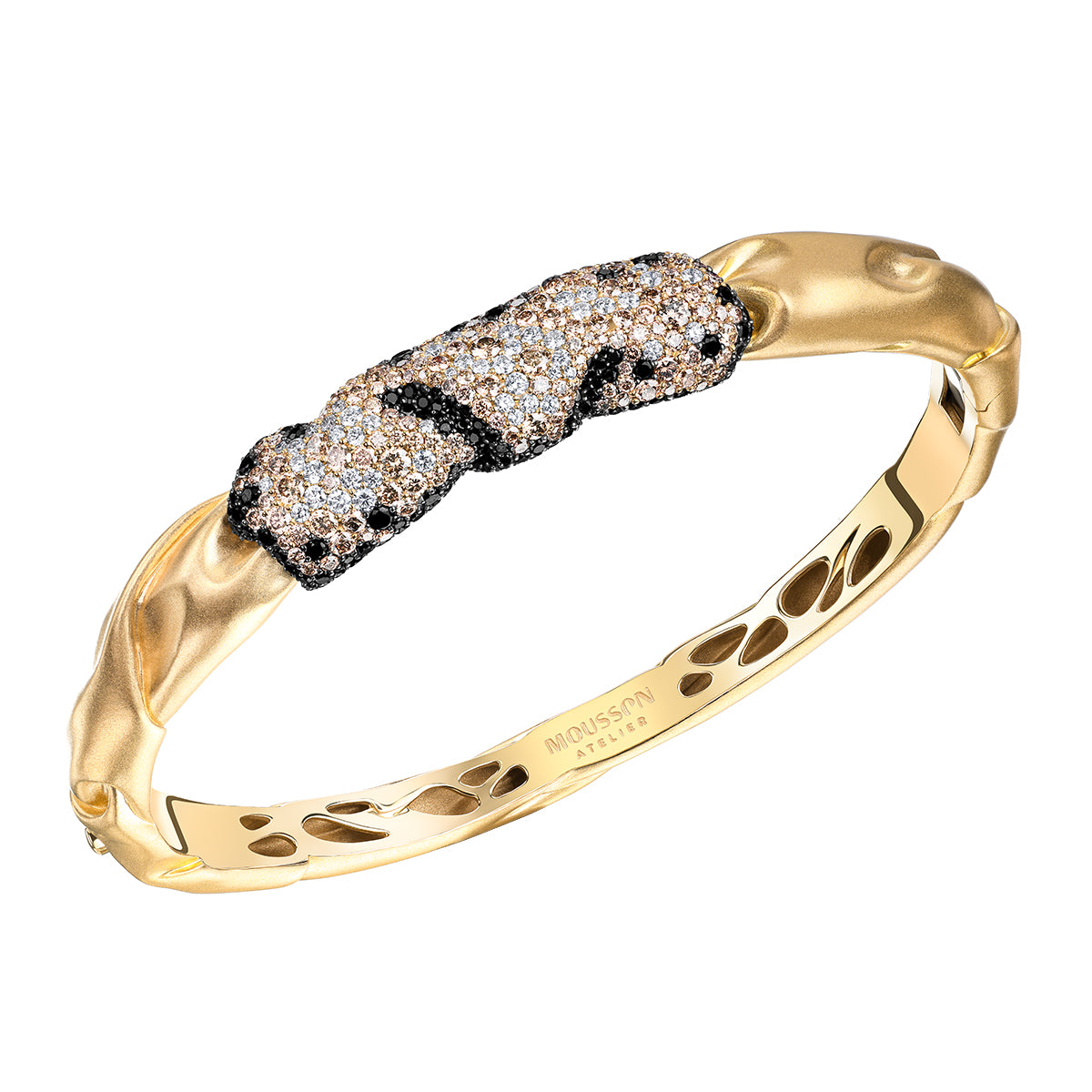 Br 0132-1, 18K Yellow Gold, White, Champagne and Black Diamonds Bracelet