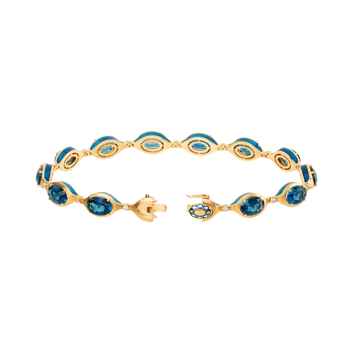 Enamel, Topaz, Diamonds 18K Yellow Gold Bracelet, Br 0143-002