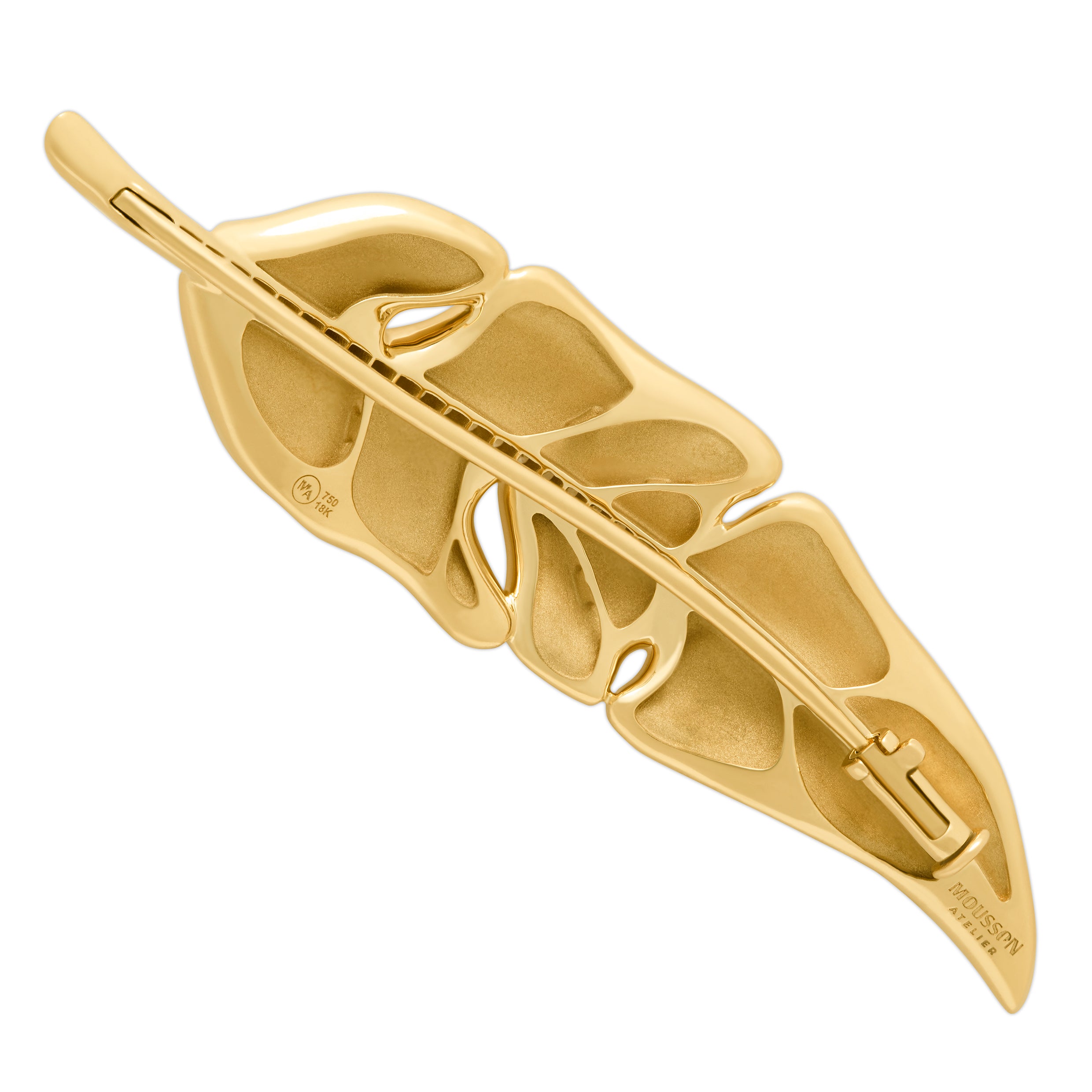 Diamonds, 18K Yellow Gold Leaf Brooch, Brs 0164-1