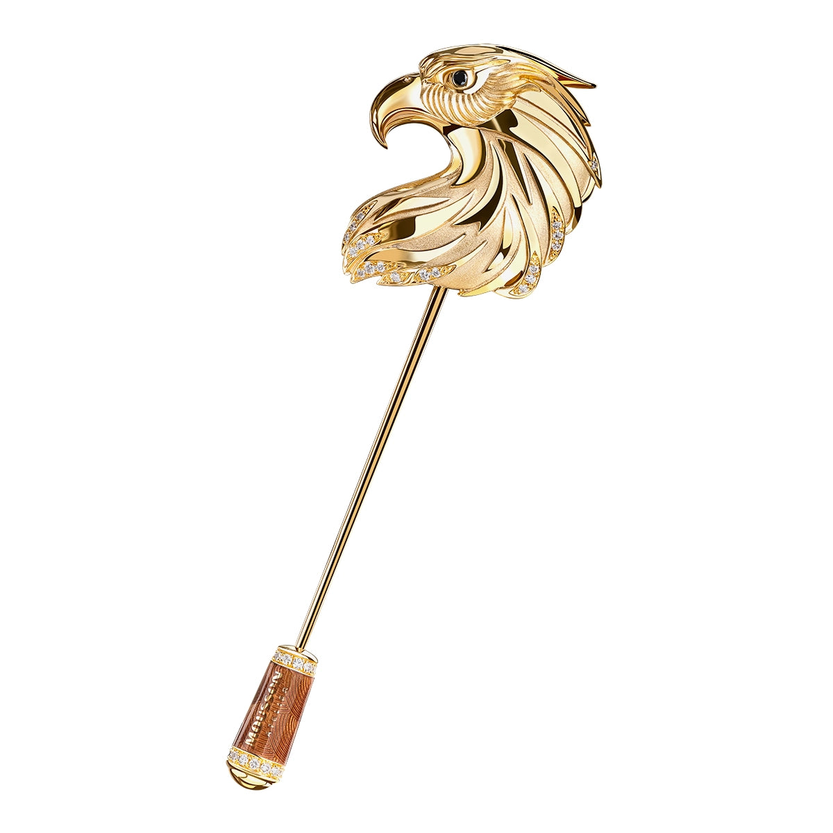 18K Yellow White Gold, Diamonds, Enamel Men Pin, Brs 0301-0