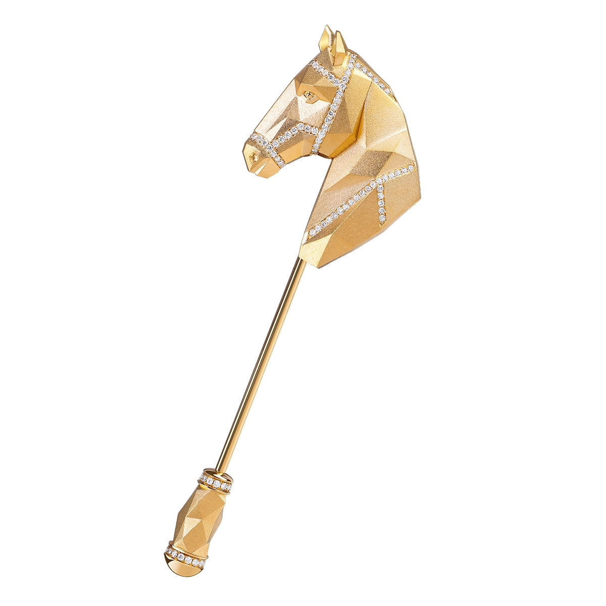 18K Yellow Gold, Diamonds Horse Pin, Brs 0301-1