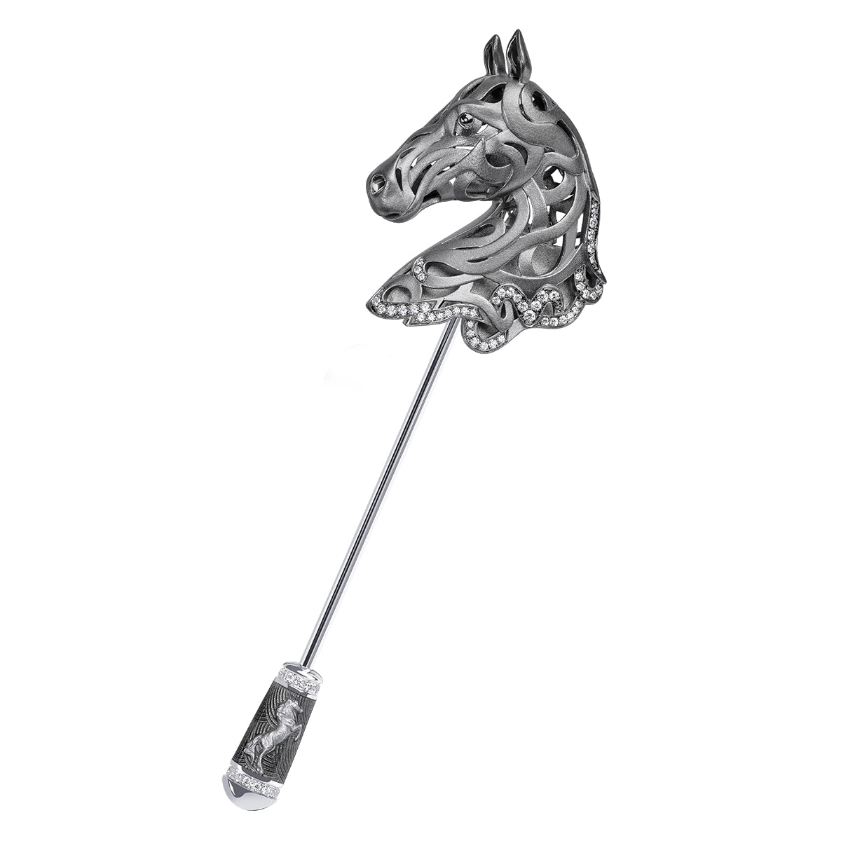 The Noble, 18K Black and White Gold, Diamonds Pin, Brs 0301-11
