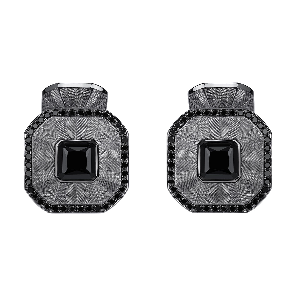 Spinel, Black Diamonds 18K Black Gold Men's Cufflinks, C 0106-1