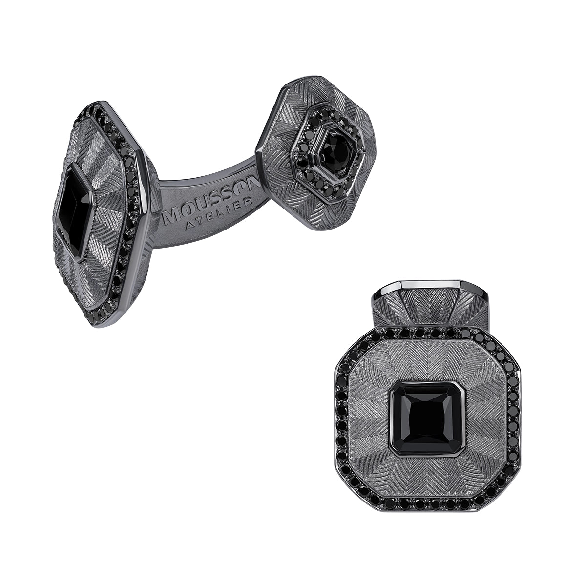 Spinel, Black Diamonds 18K Black Gold Men's Cufflinks, C 0106-1