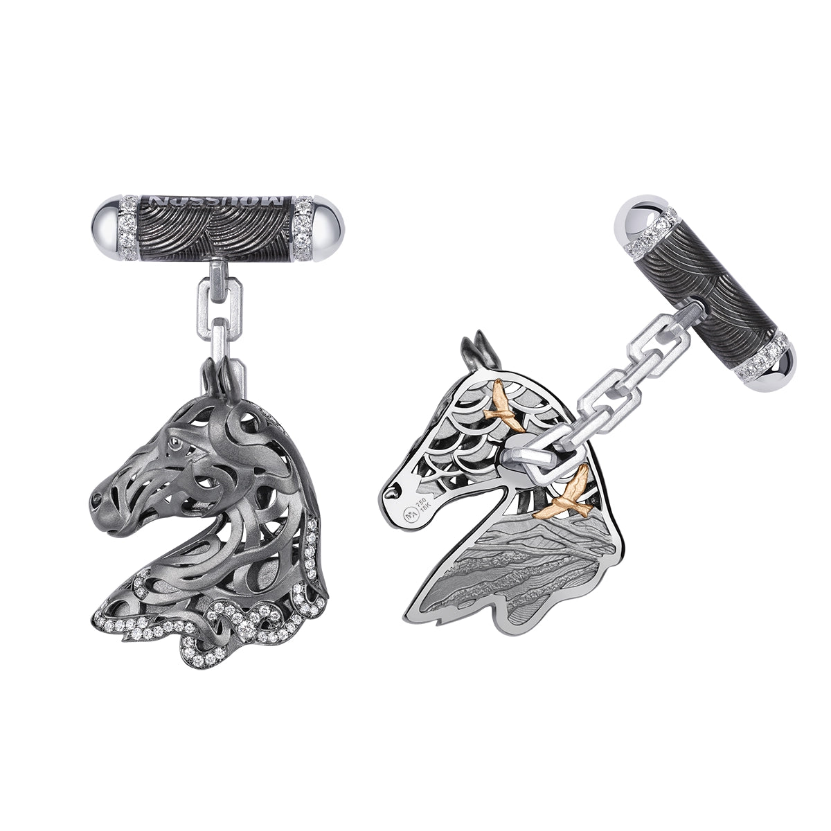 The Noble, Diamonds 18K Black and White Gold Cufflinks, C 0301-11