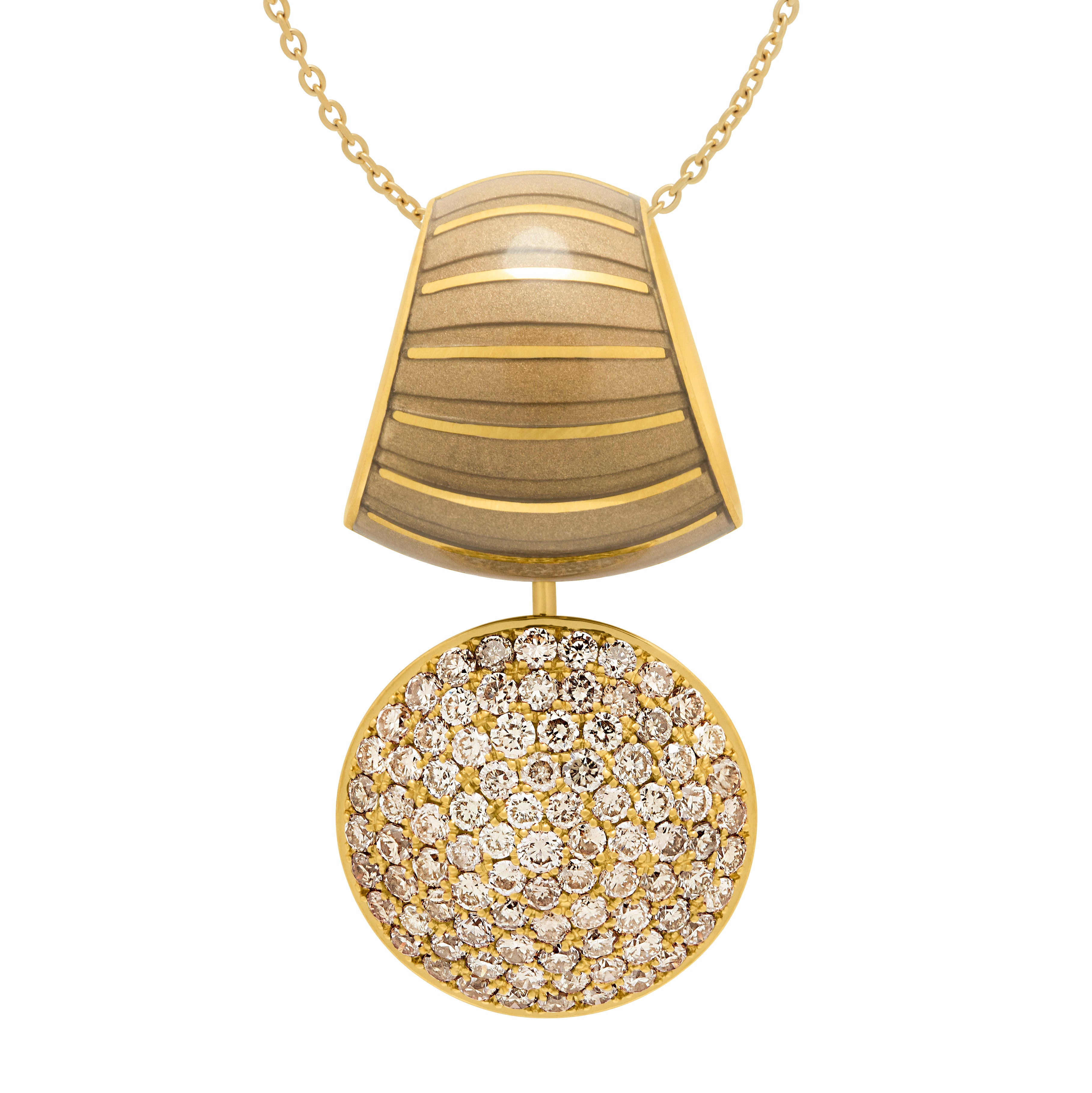 Enamel, Champagne Diamonds 18K Yellow Gold Pendant, P 0178-71
