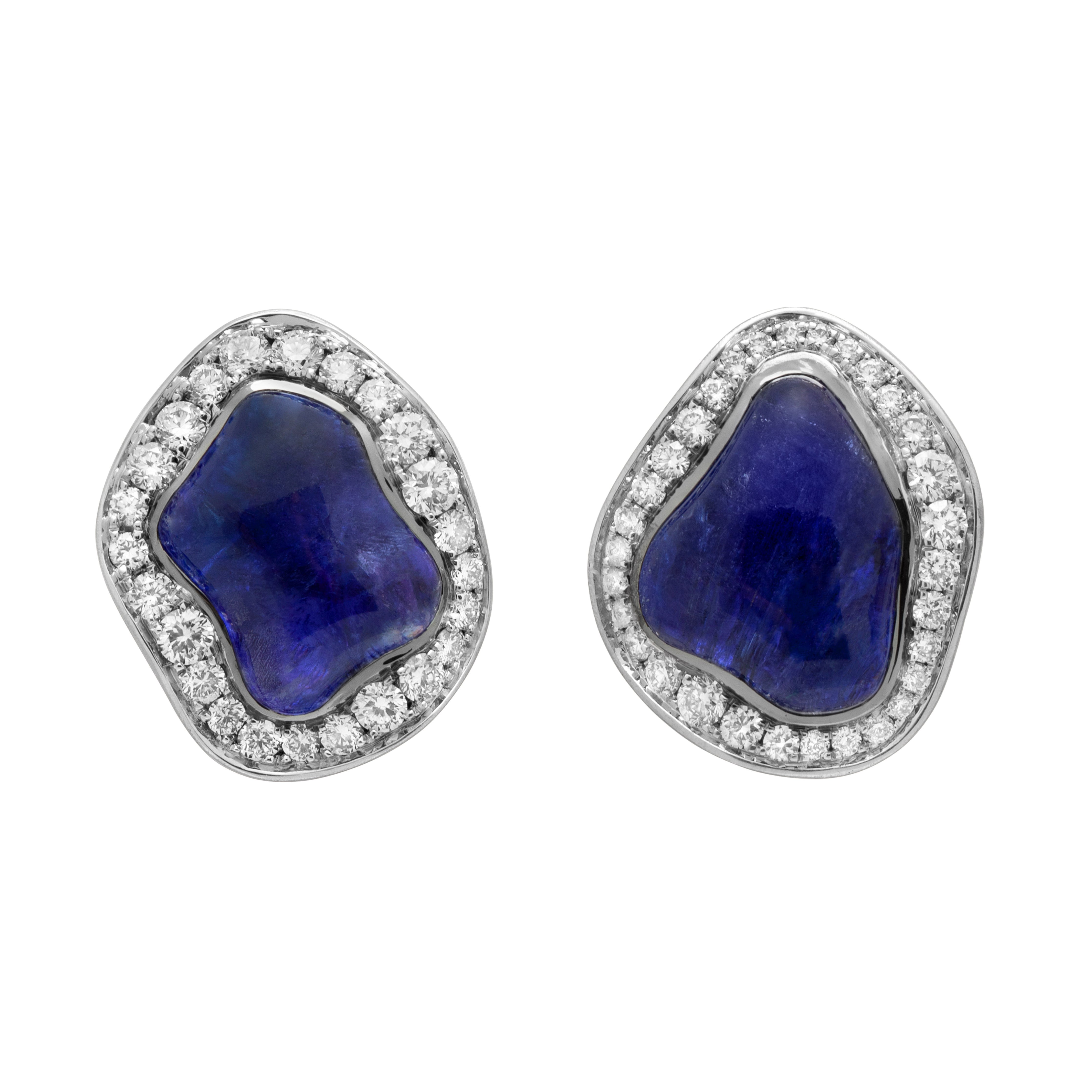 Tanzanites, Diamonds 18K White Gold, Earrings, E 0030-19/1