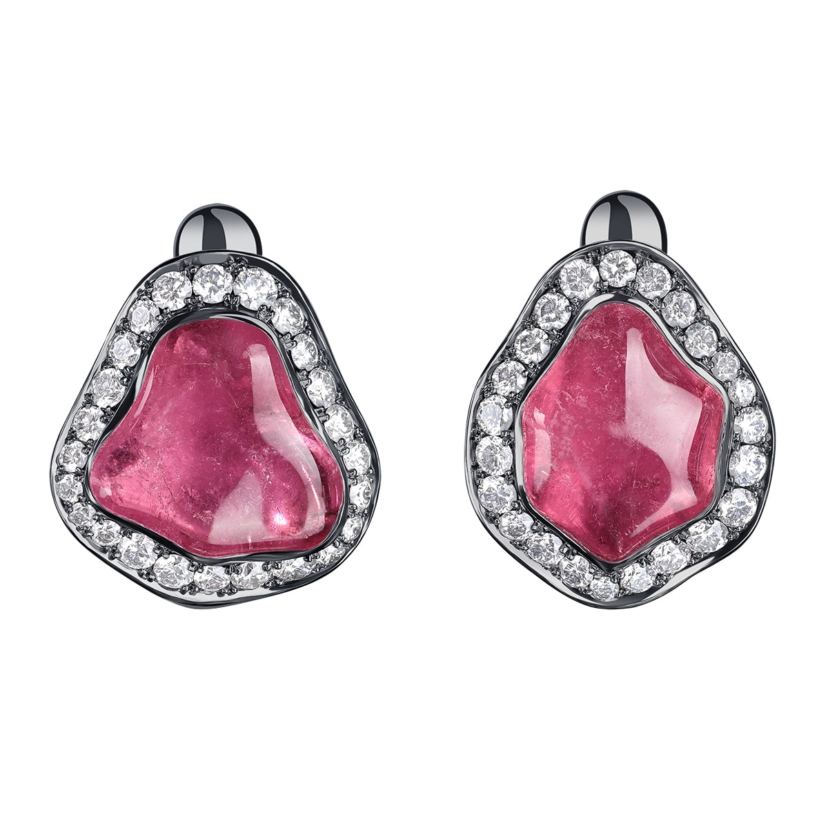 Rubellite, Diamonds 18K Black Gold, Earrings, E 0030-95/1