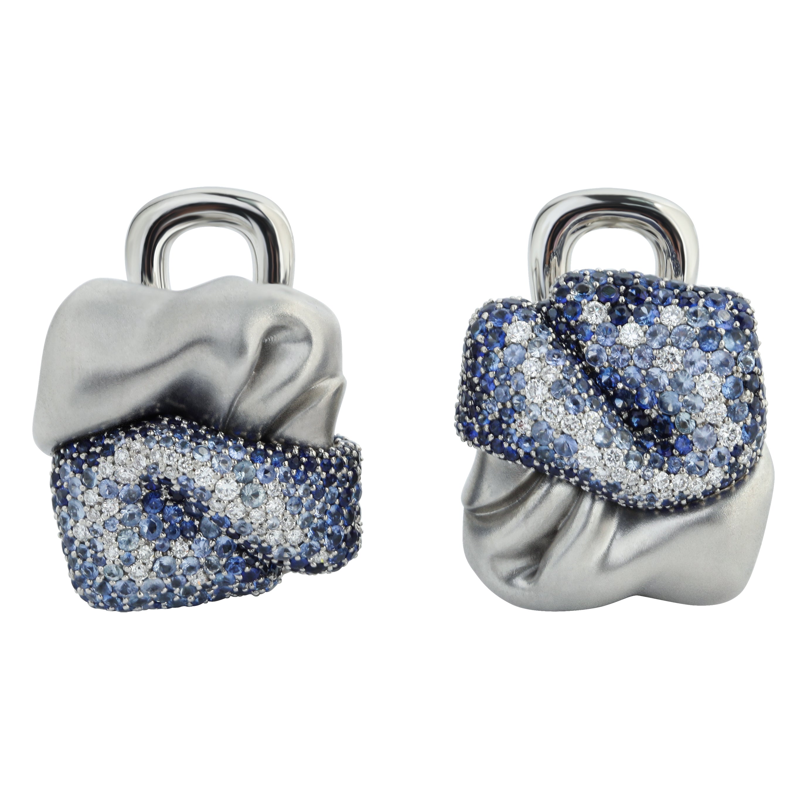 E 0132-0, 18K White Gold, Sapphires, Diamonds Ring