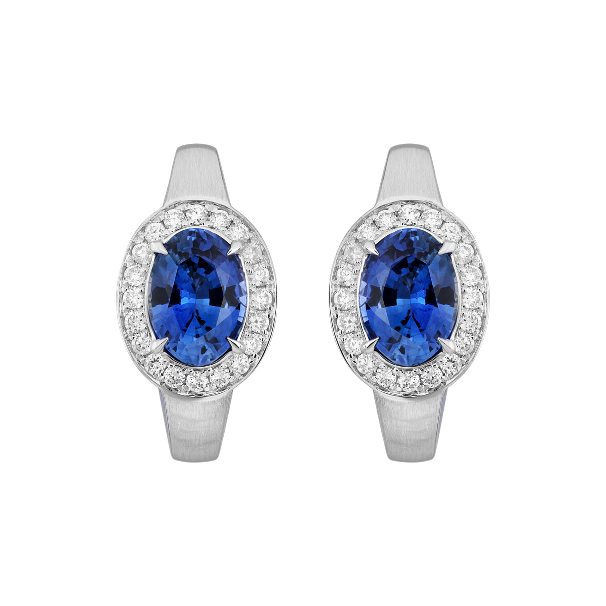 Blue Sapphire, Diamonds Enamel 18K White Gold Earrings, E 0143-001