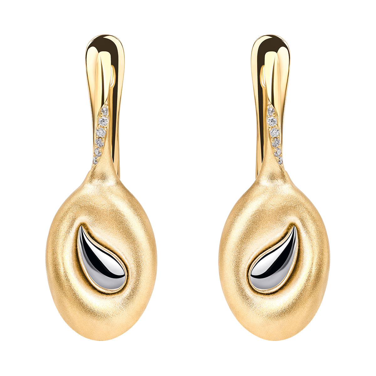 Diamonds 18K Yellow and White Gold Earrings, E 0150-01