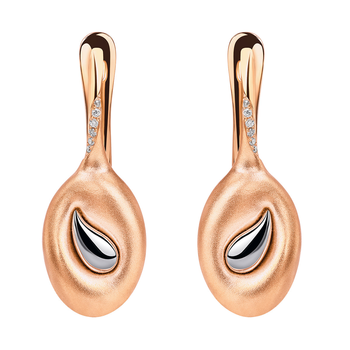 Diamonds 18K Rose and White Gold Earrings, E 0150-01