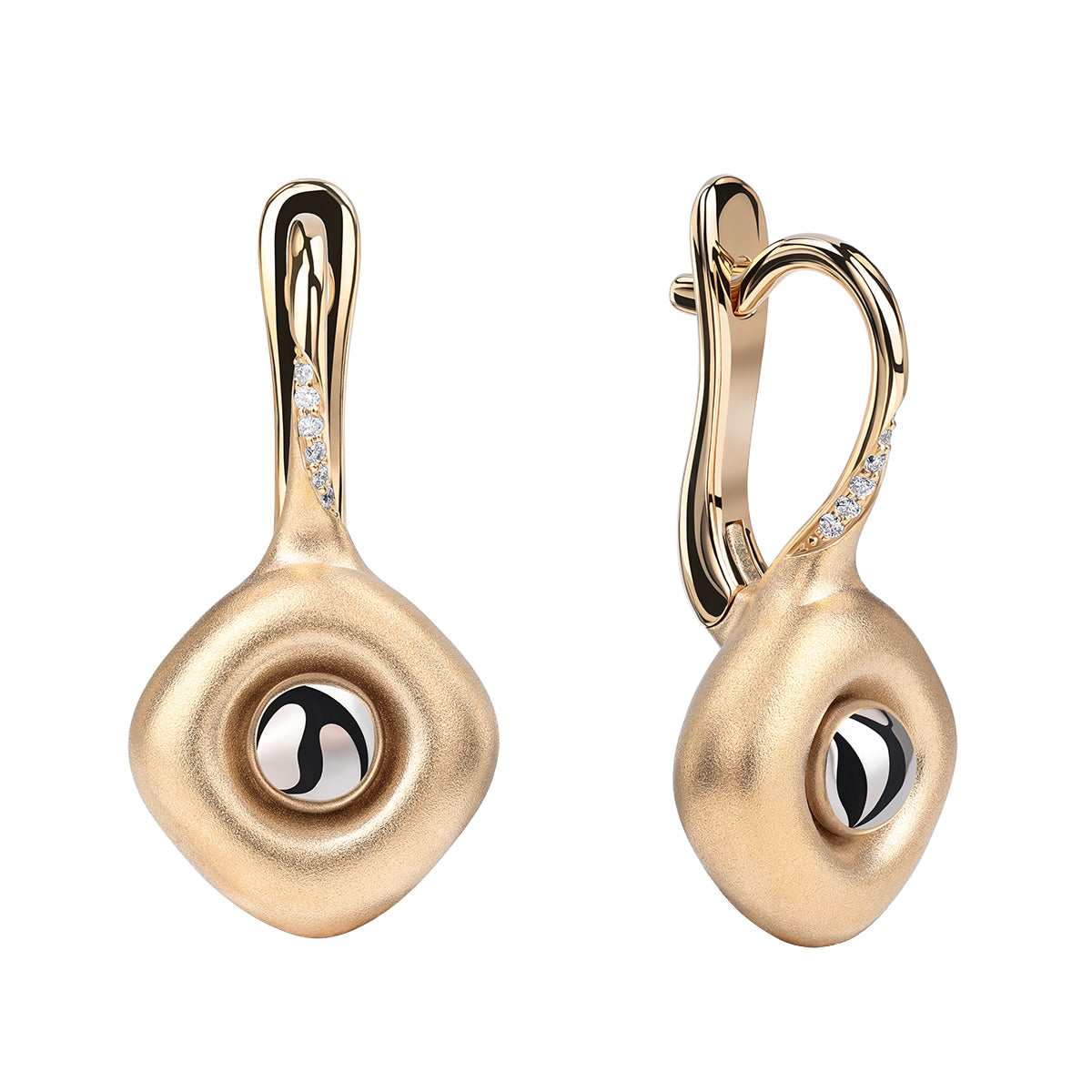 Diamonds 18K Yellow and White Gold Earrings, E 0151-01