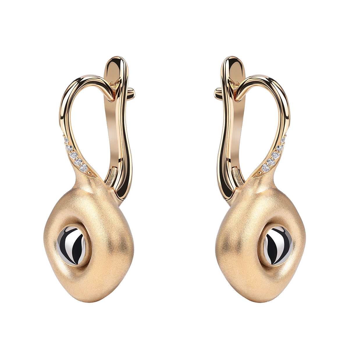 Diamonds 18K Yellow and White Gold Earrings, E 0151-01