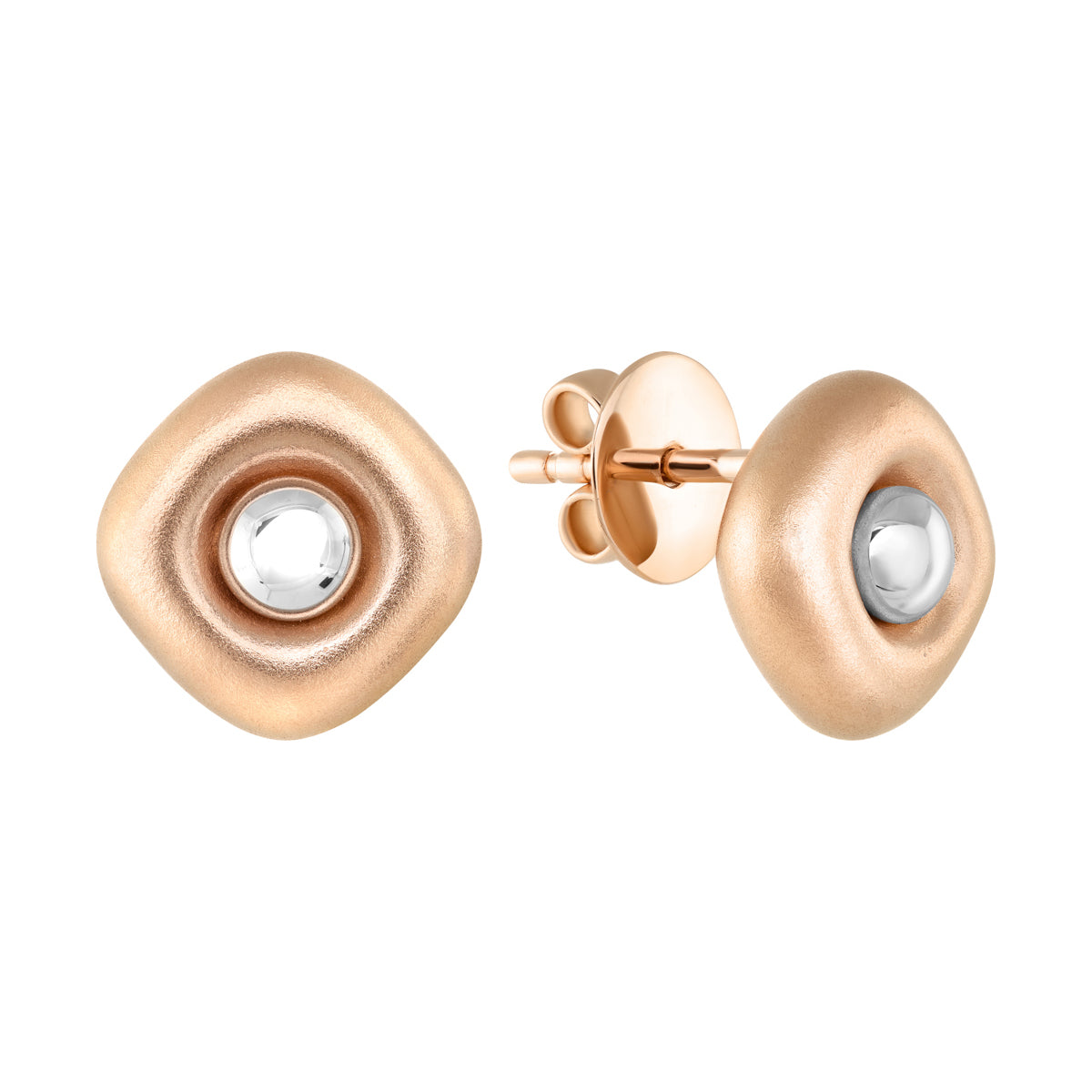 18K Rose and White Gold Earrings, E 0151-02