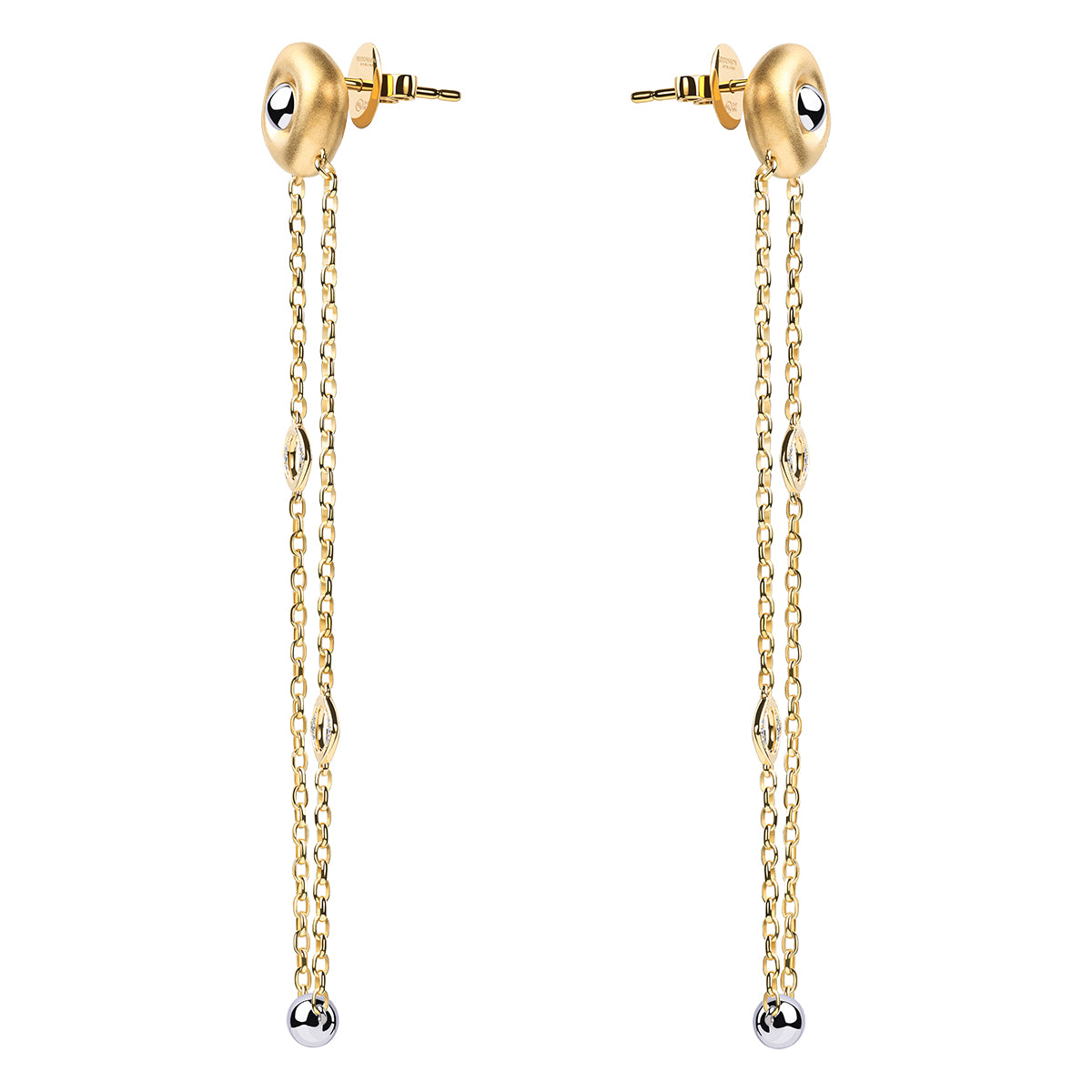 Diamonds 18K Yellow and White Gold Earrings, E 0151-03