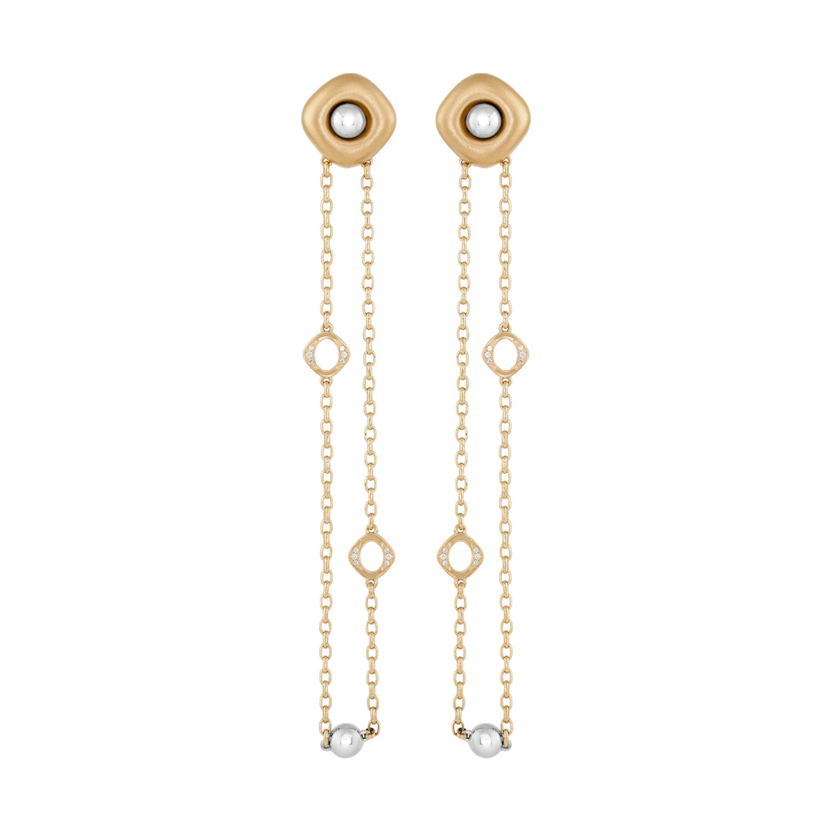 Diamonds 18K Yellow and White Gold Earrings, E 0151-03