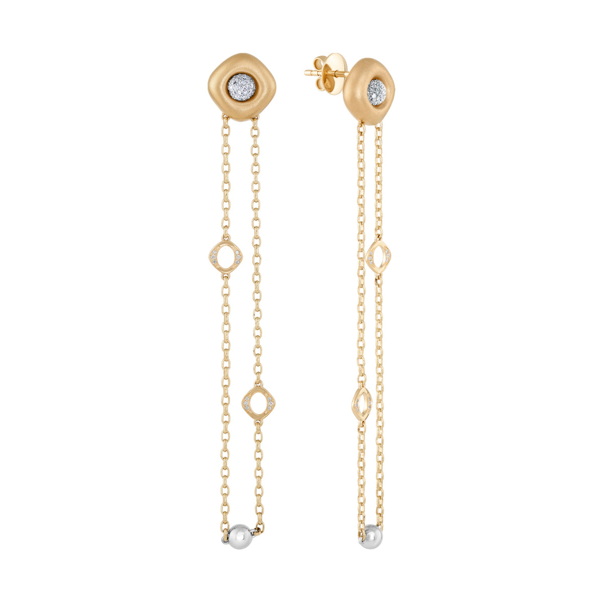 Diamonds 18K Yellow and White Gold Earrings, E 0151-13