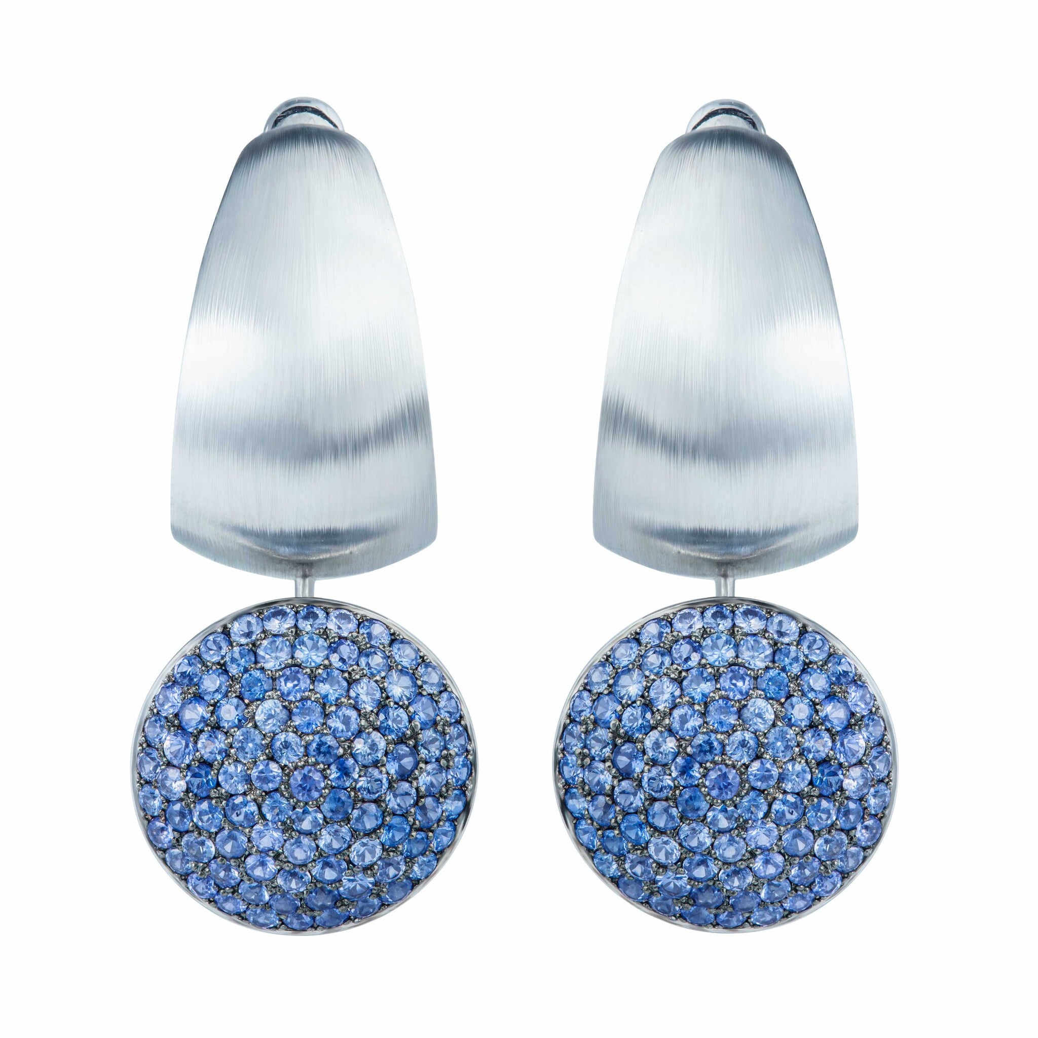 Enamel, Sapphires 18K White Gold Earrings, E 0178-71