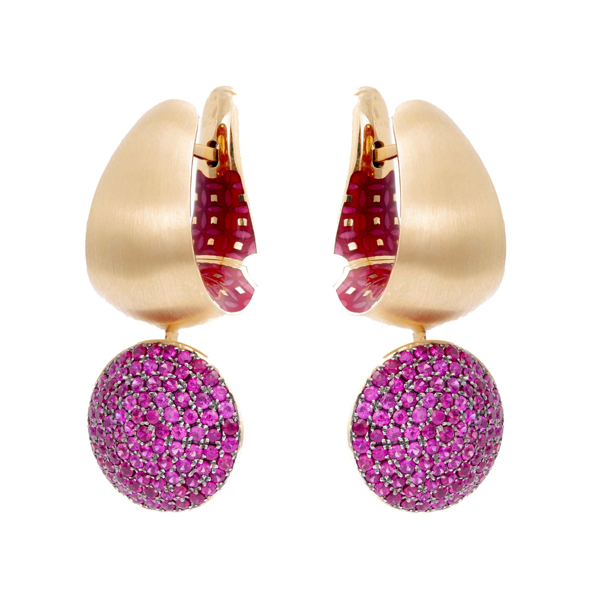 Enamel, Ruby 18K Yellow Gold Earrings, E 0178-72