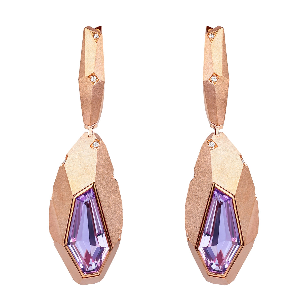 Amethyst Diamonds 18K Rose Gold Earrings, E 0190-0