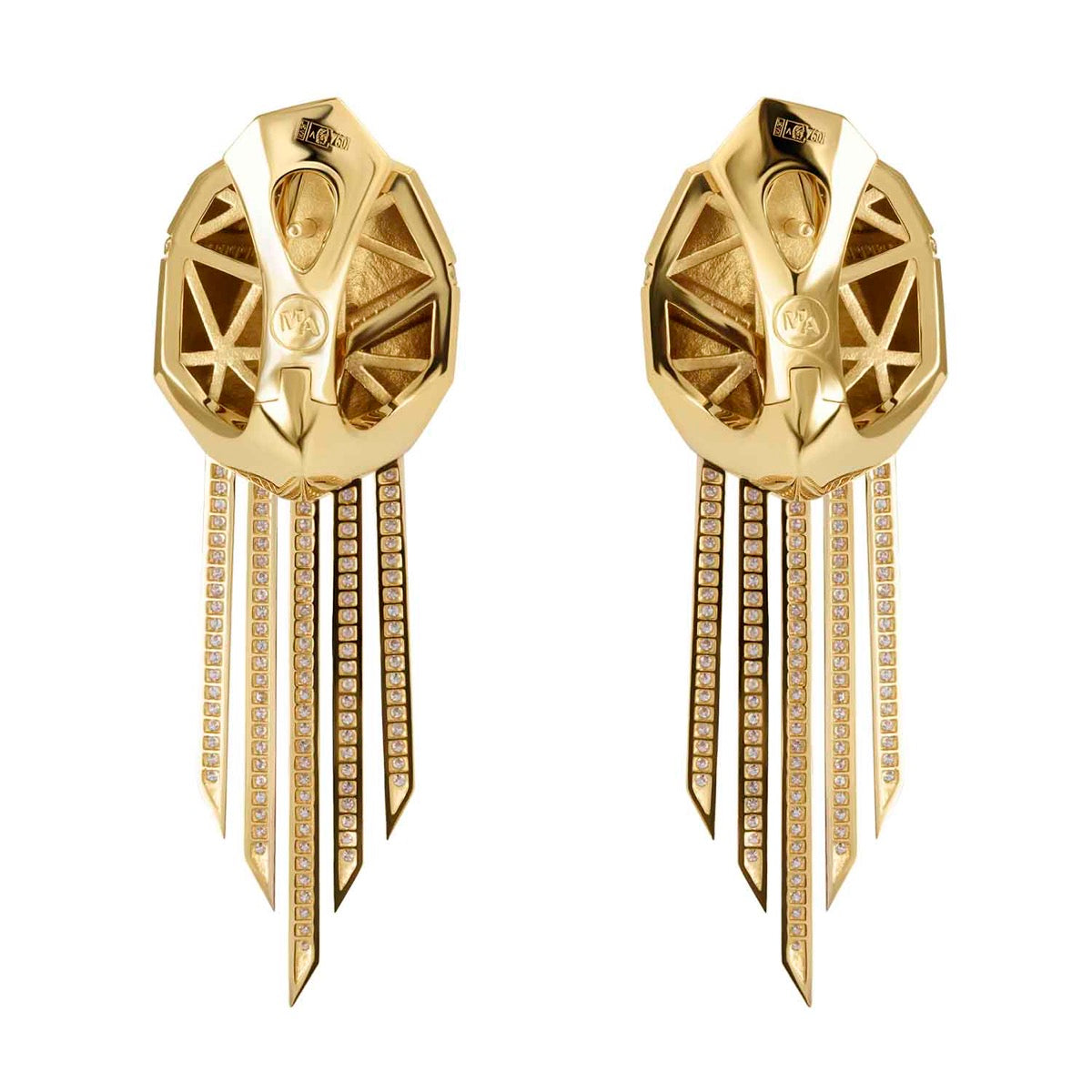 E 0191-2, 18K Yellow Gold, Diamonds Earrings