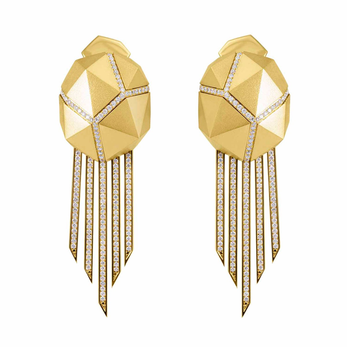 E 0191-2, 18K Yellow Gold, Diamonds Earrings