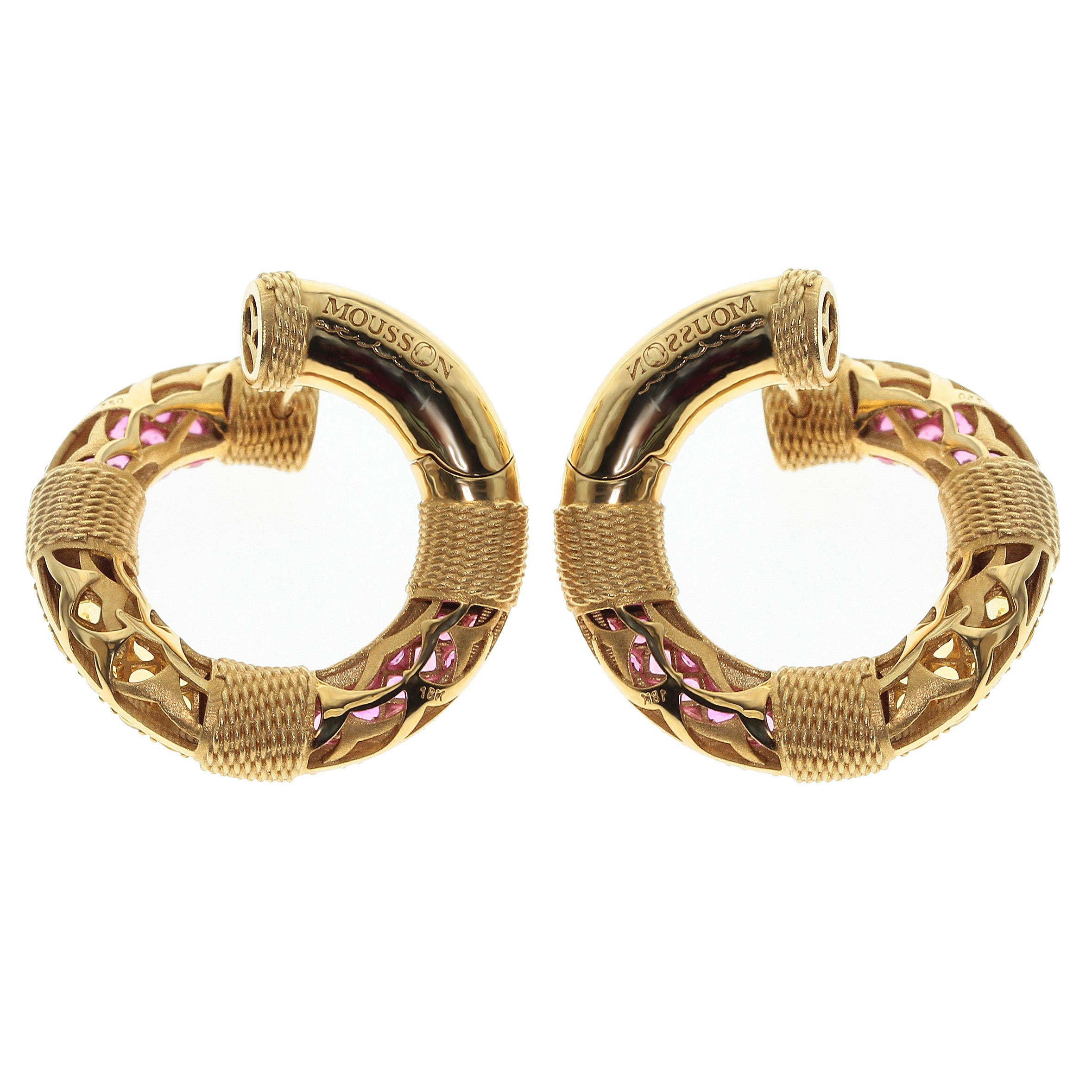 18K Yellow Gold, Sapphires Lifebuoy Earrings, E 0293-0