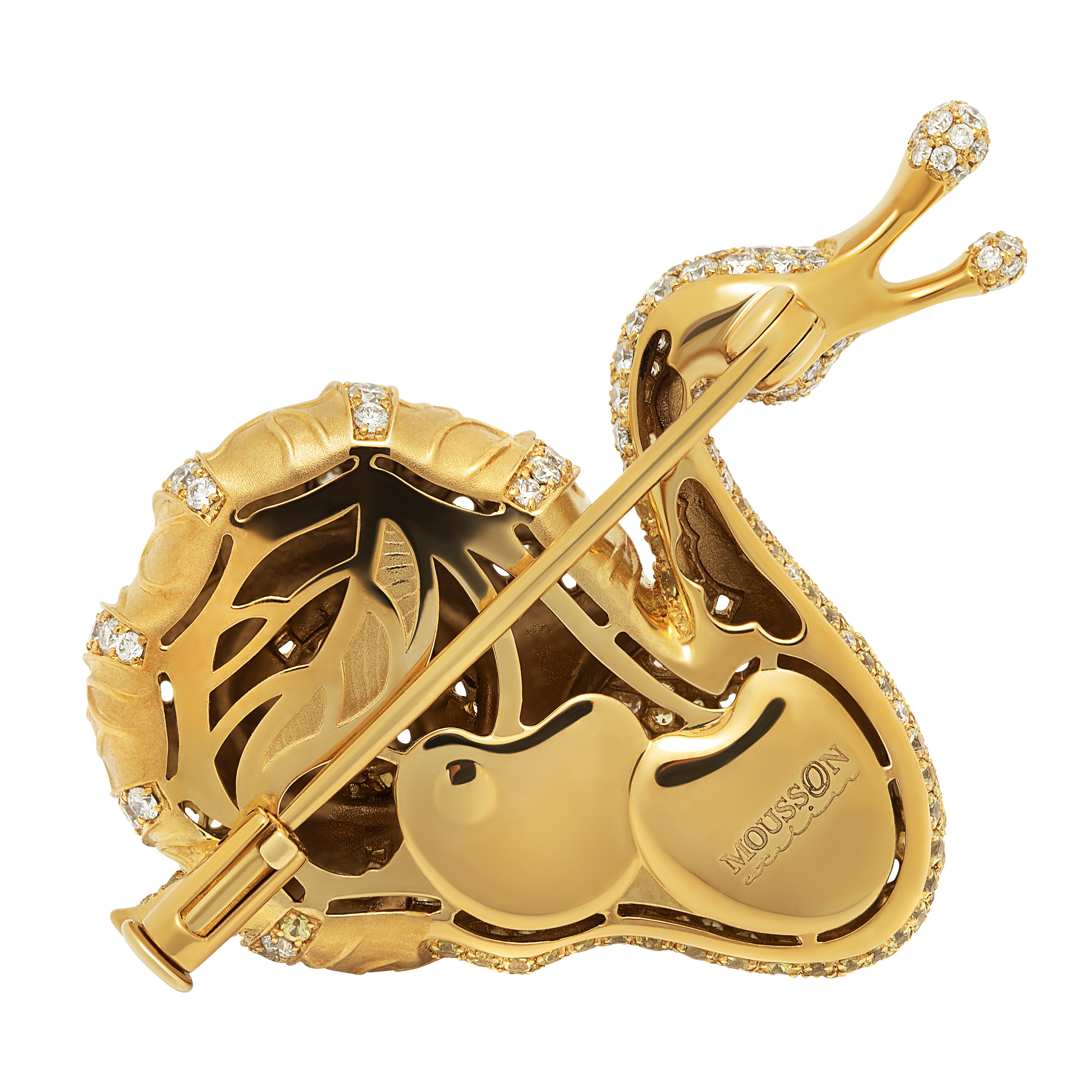 18K Yellow Gold, Yellow Sapphires, Diamonds Snail Brooch, Brs 0166-0