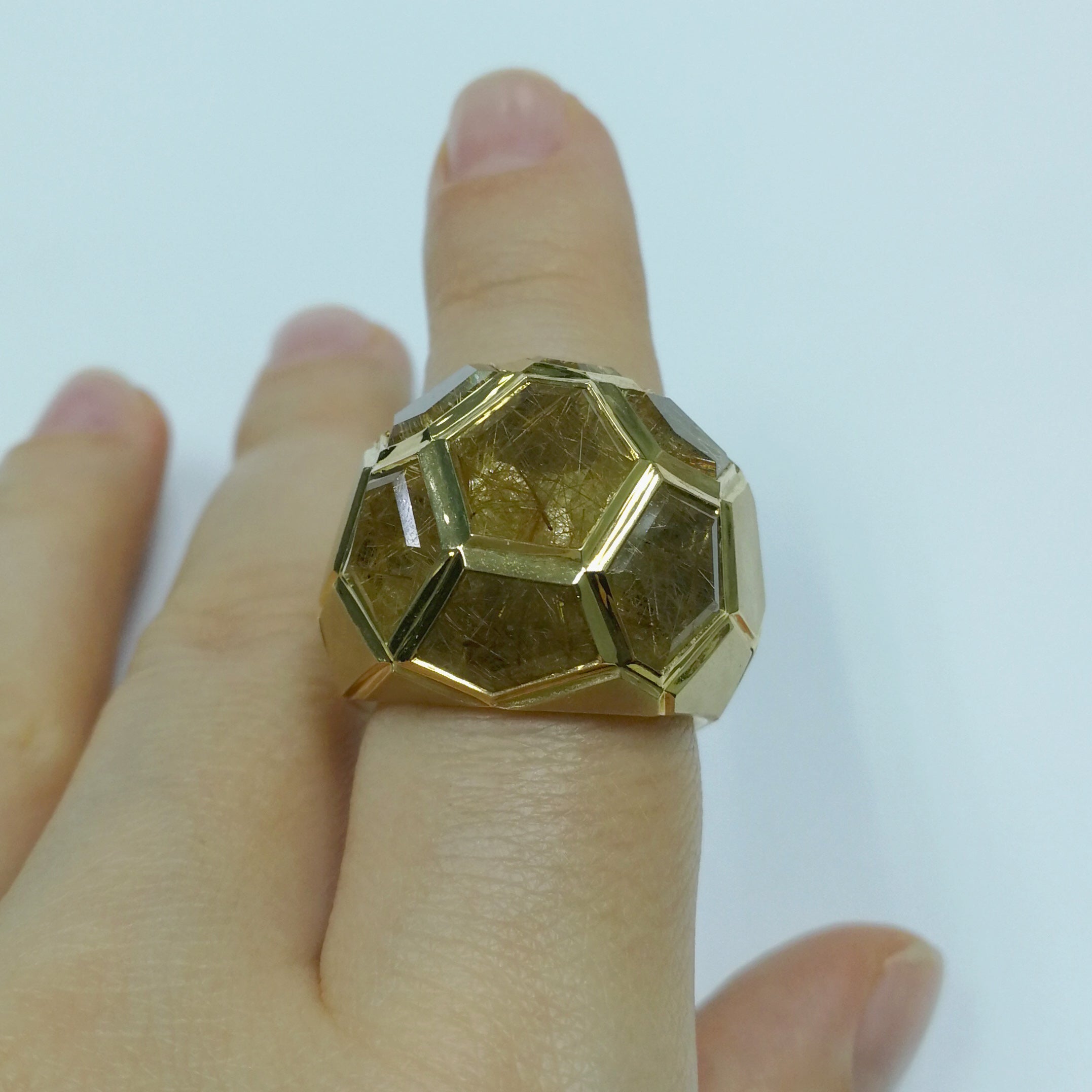 Rutilated Quartz 18K Yellow Gold Ring, R 0190-61