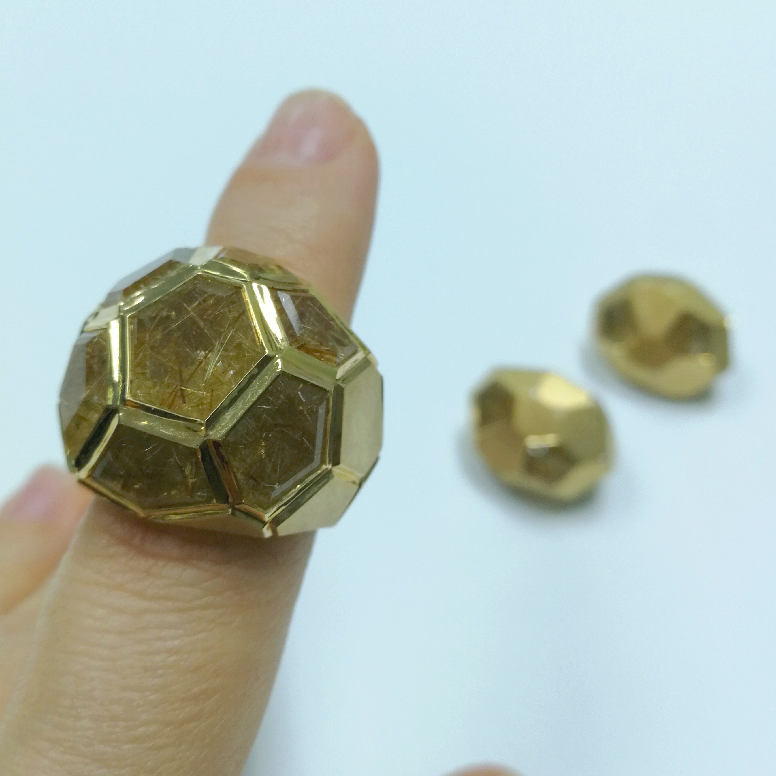 Rutilated Quartz 18K Yellow Gold Ring, R 0190-61