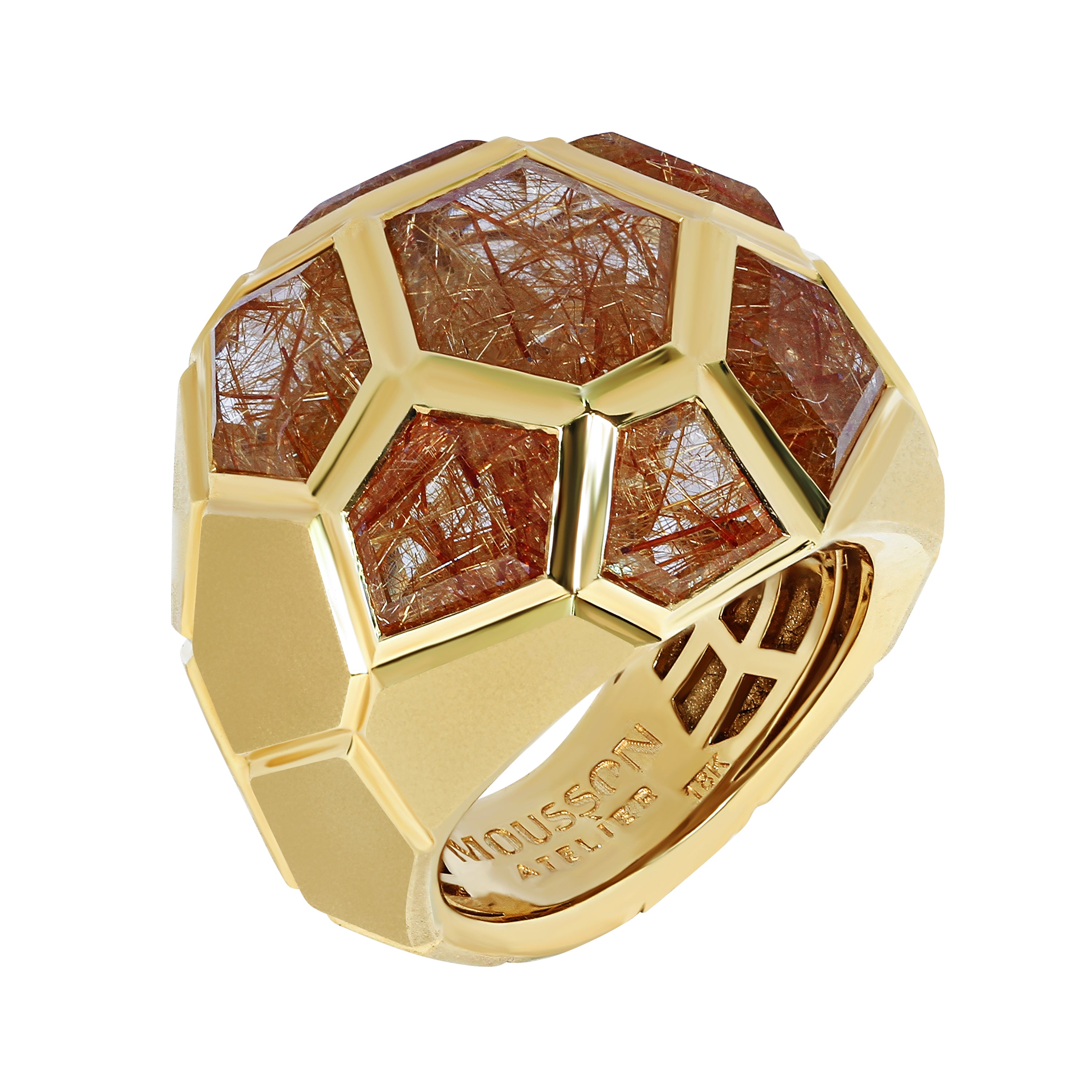Rutilated Quartz 18K Yellow Gold Ring, R 0190-61