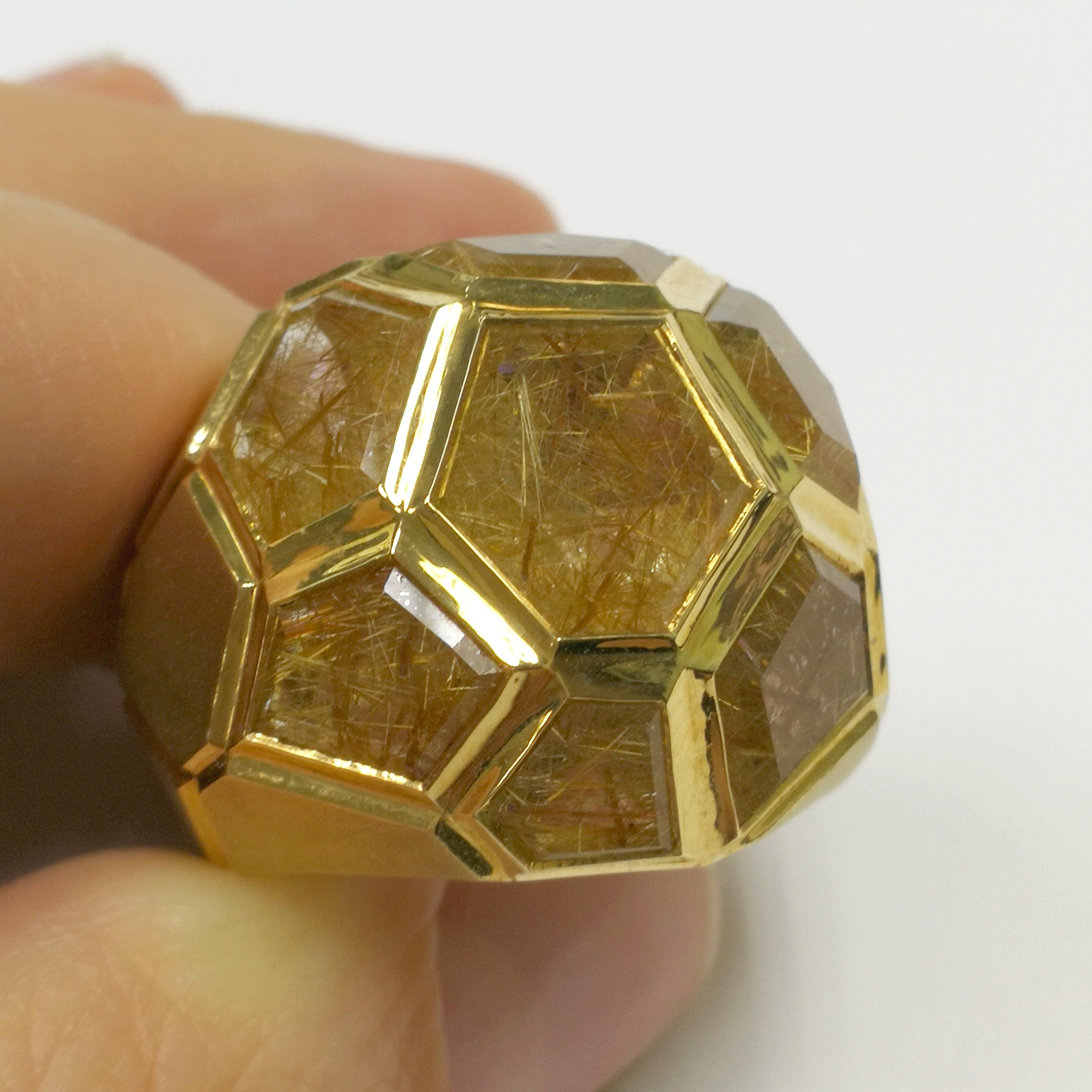 Rutilated Quartz 18K Yellow Gold Ring, R 0190-61