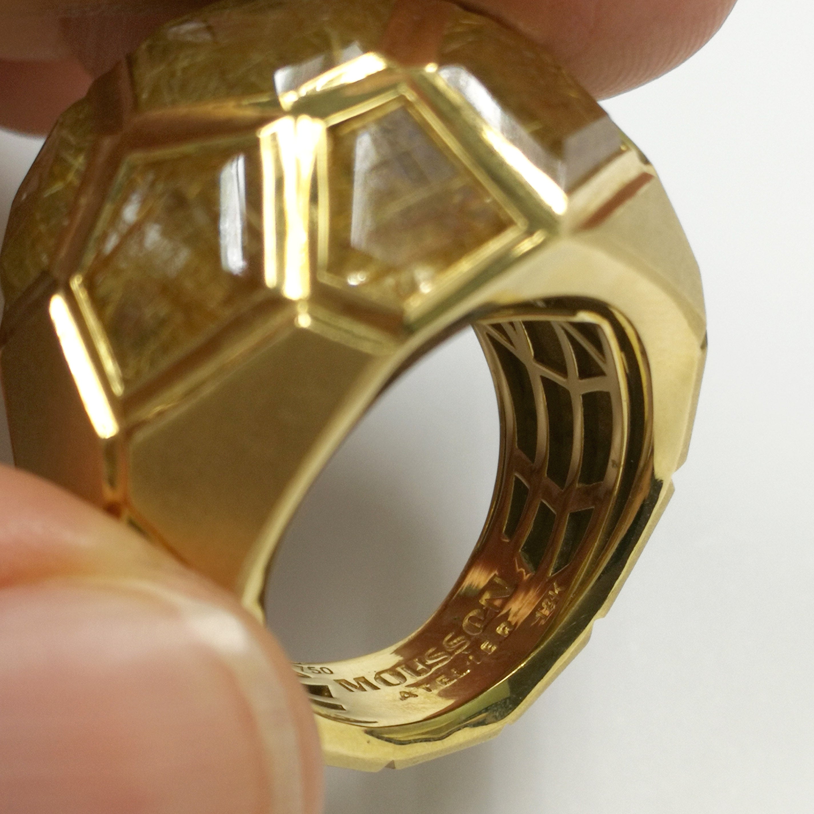 Rutilated Quartz 18K Yellow Gold Ring, R 0190-61