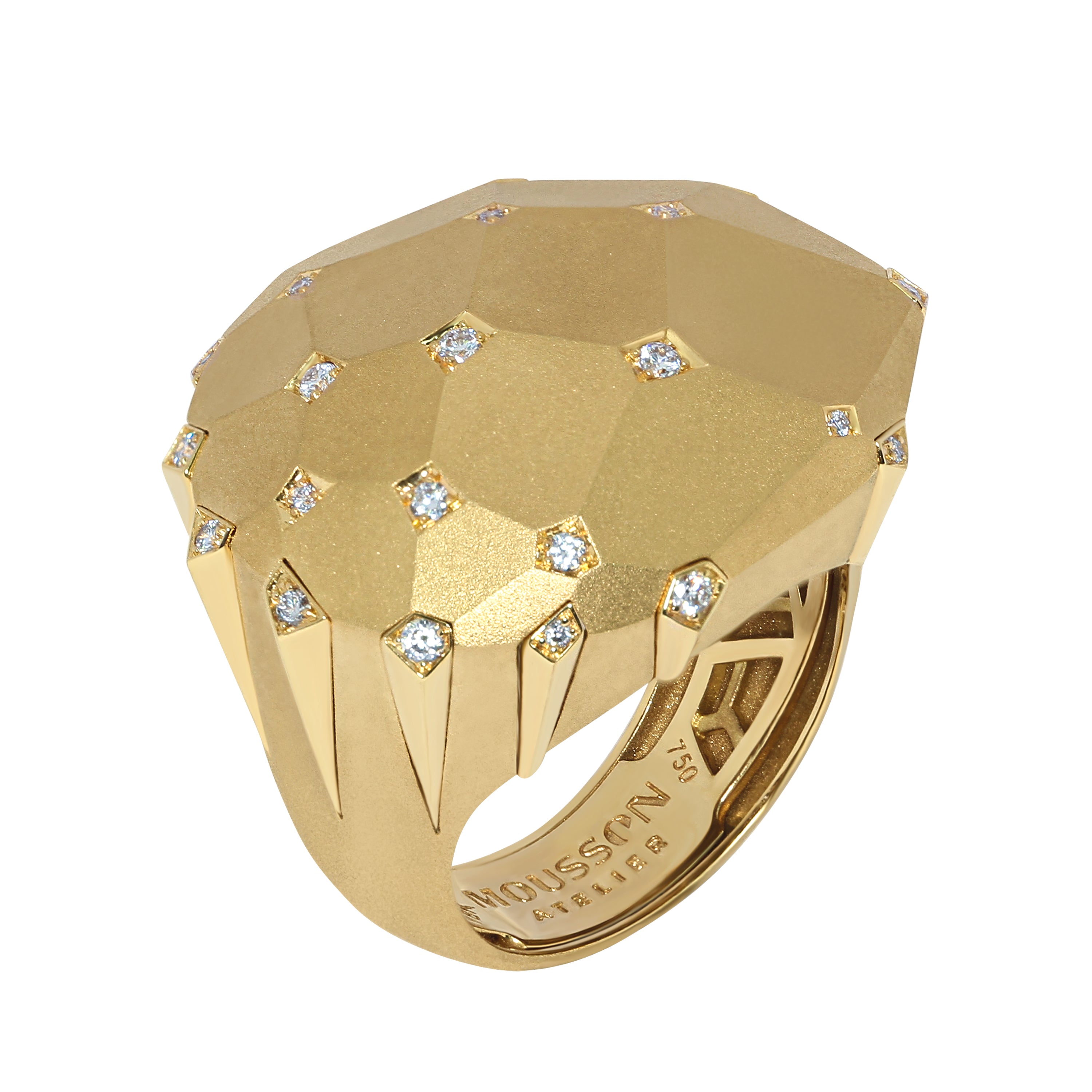 R 0190-7, 18K Yellow Gold, Diamonds Ring