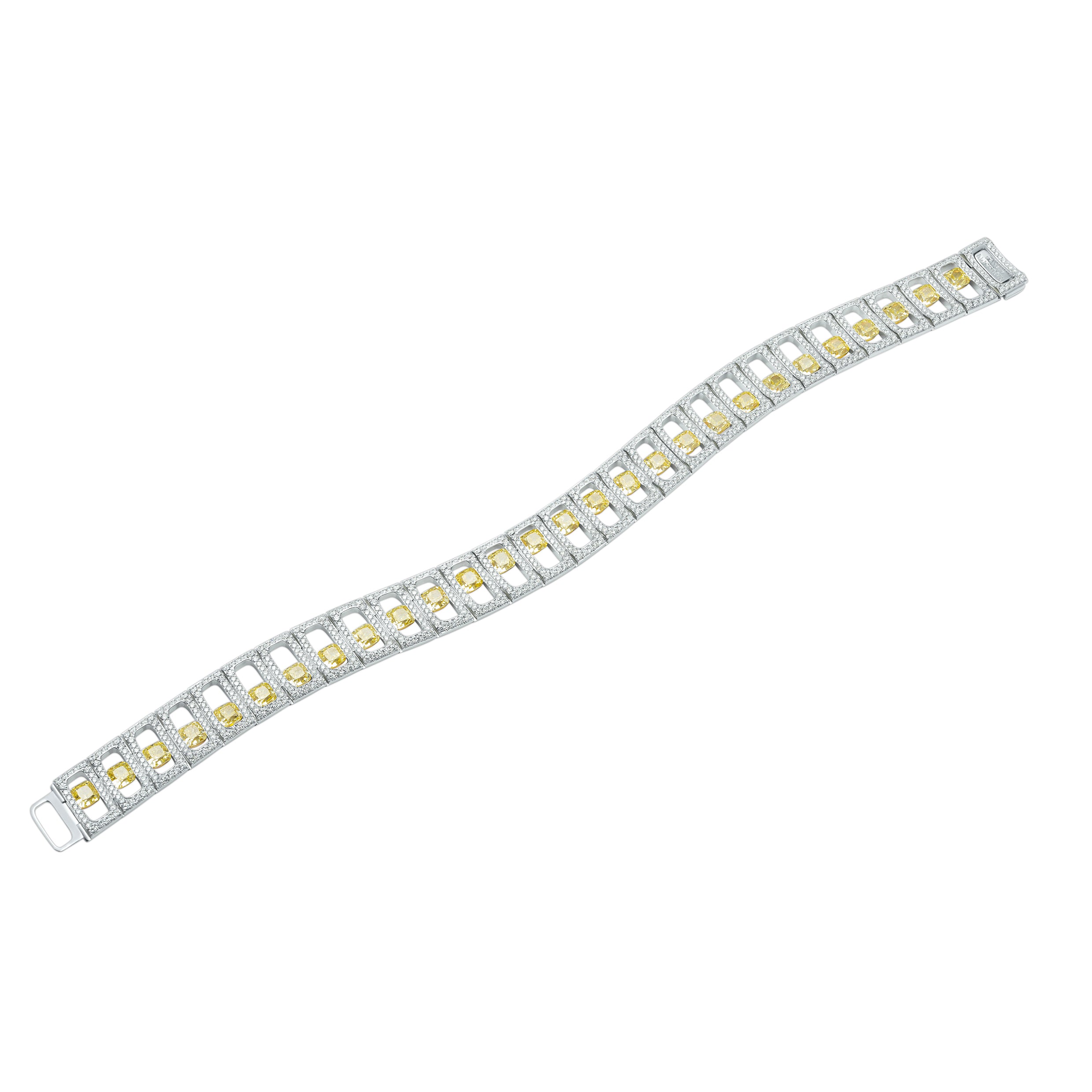 Enamel, White and Yellow Diamonds 18K White Gold Bracelet, Br 0226-0/1