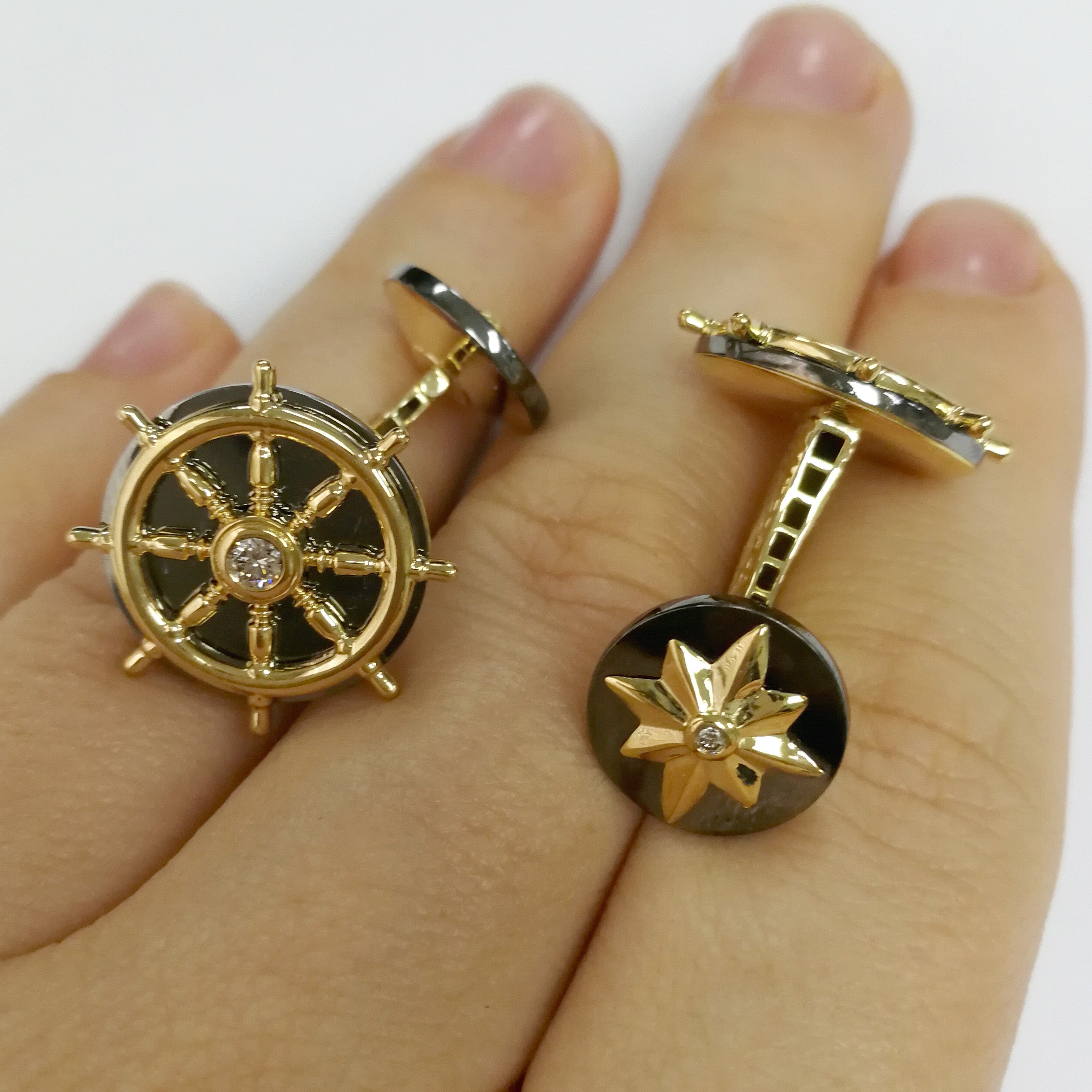 Champagne Diamonds 18K Yellow Gold, Cufflinks, C 0290-0