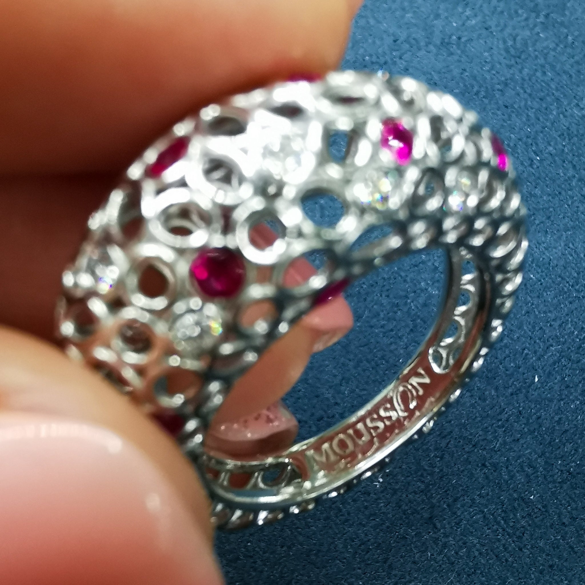 R 0023-3 18K White Gold, Ruby, Diamonds Ring