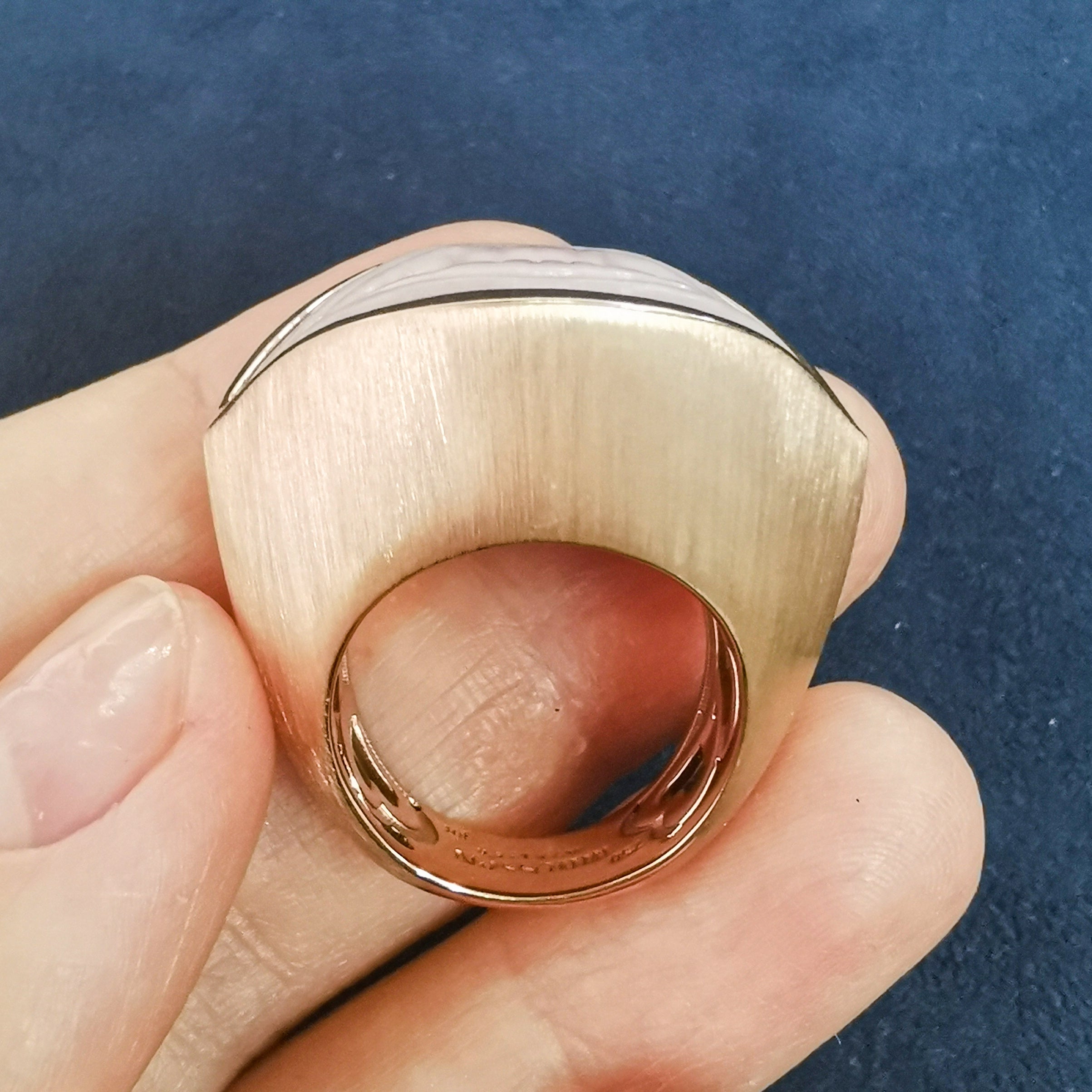 Carved Pink Opal, Diamonds 18K Rose Gold Ring, R 0077-1