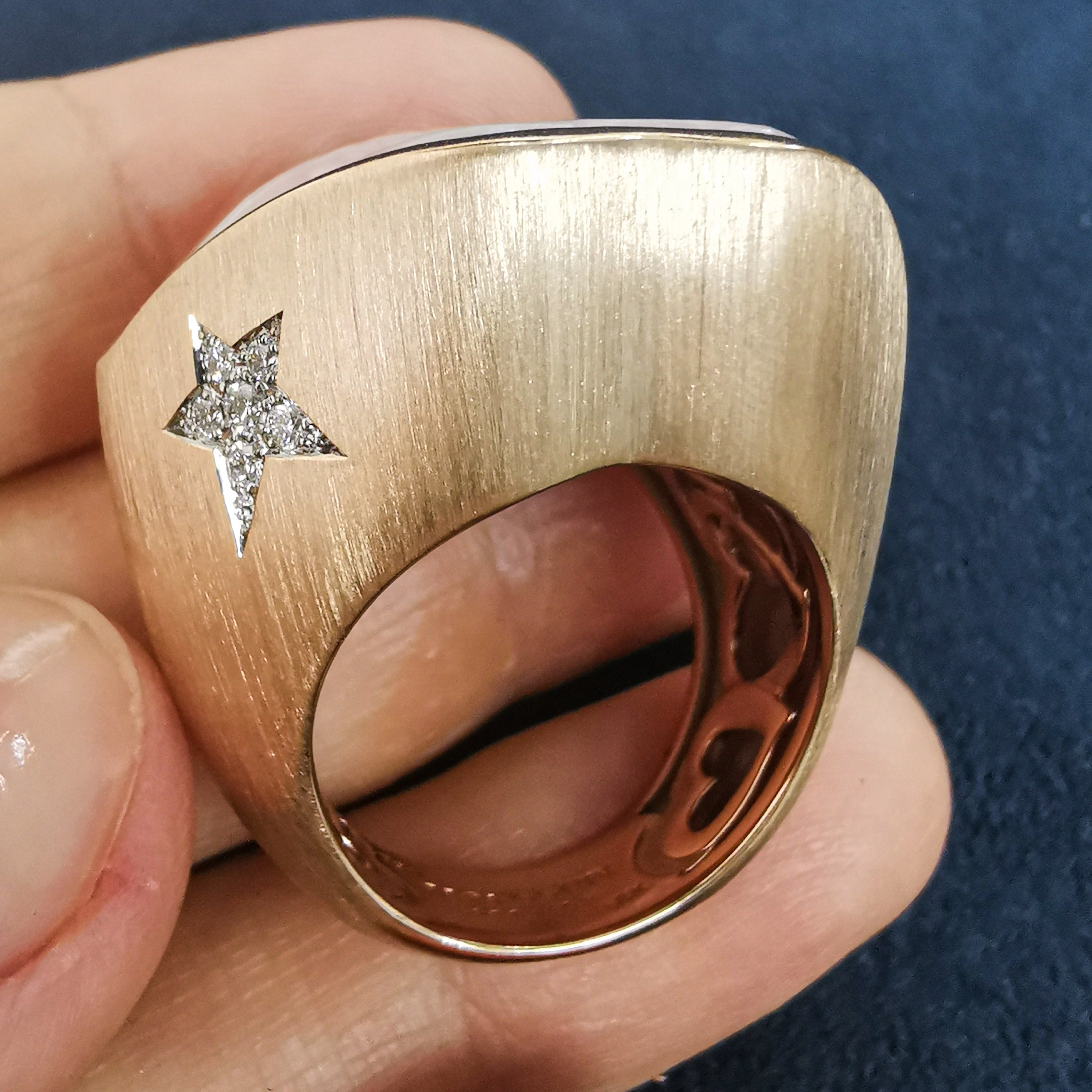 Carved Pink Opal, Diamonds 18K Rose Gold Ring, R 0077-1
