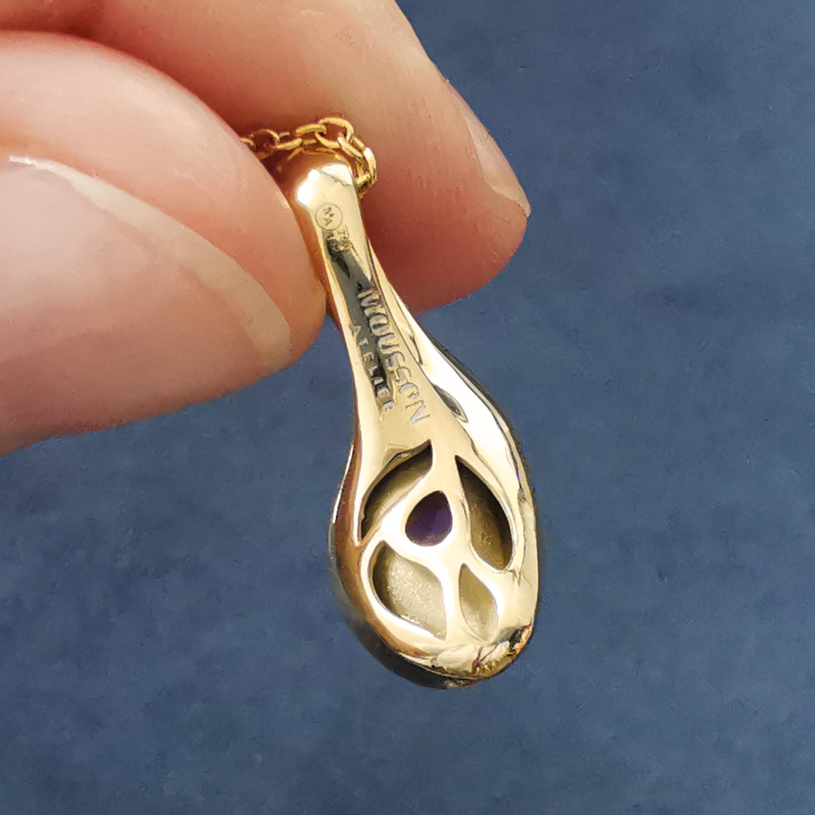 Rubellite, Diamonds, Enamel 18K Yellow Gold Pendant, P 0123-7
