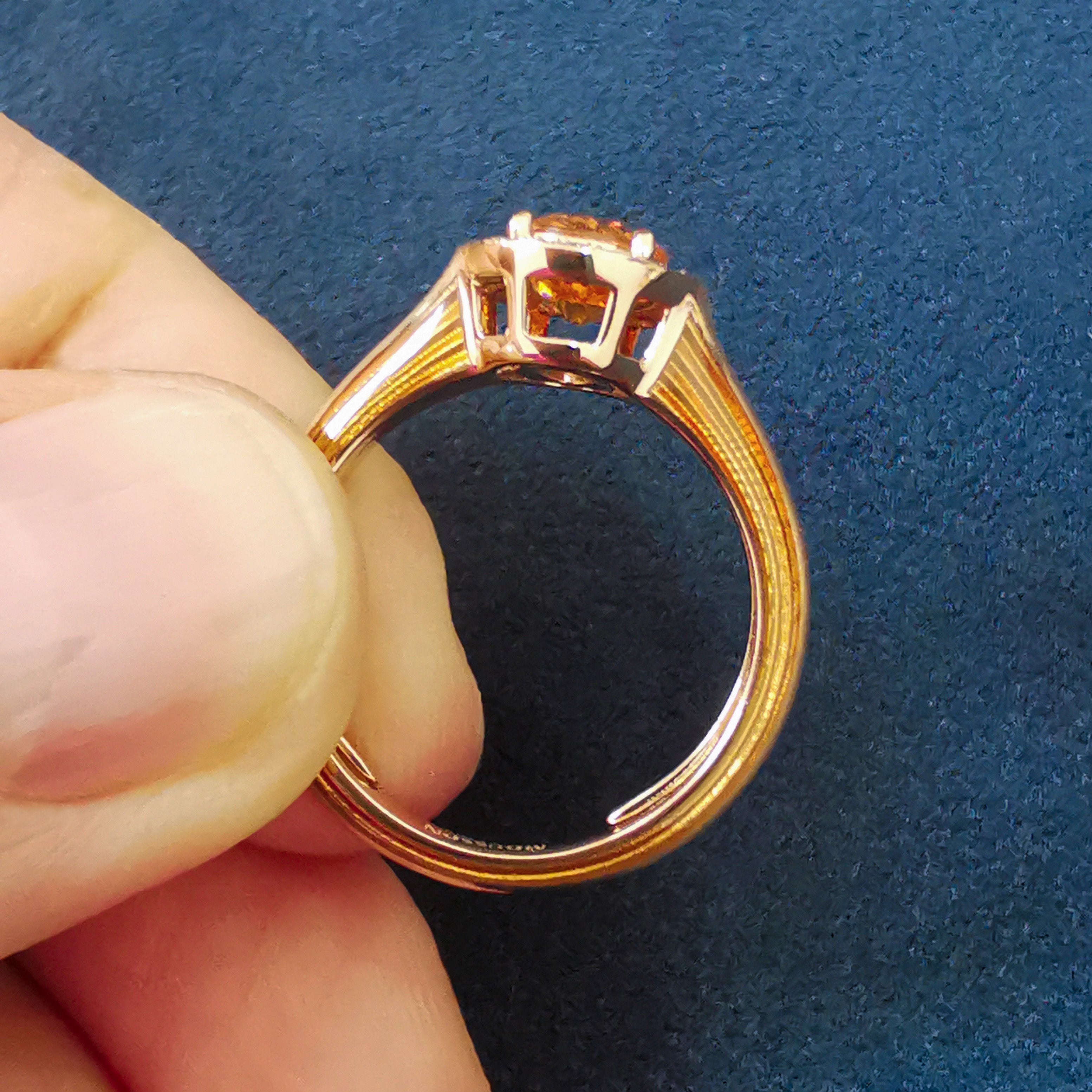 Spessartine, Diamonds, Enamel 18K Rose Gold Ring, R 0143-0